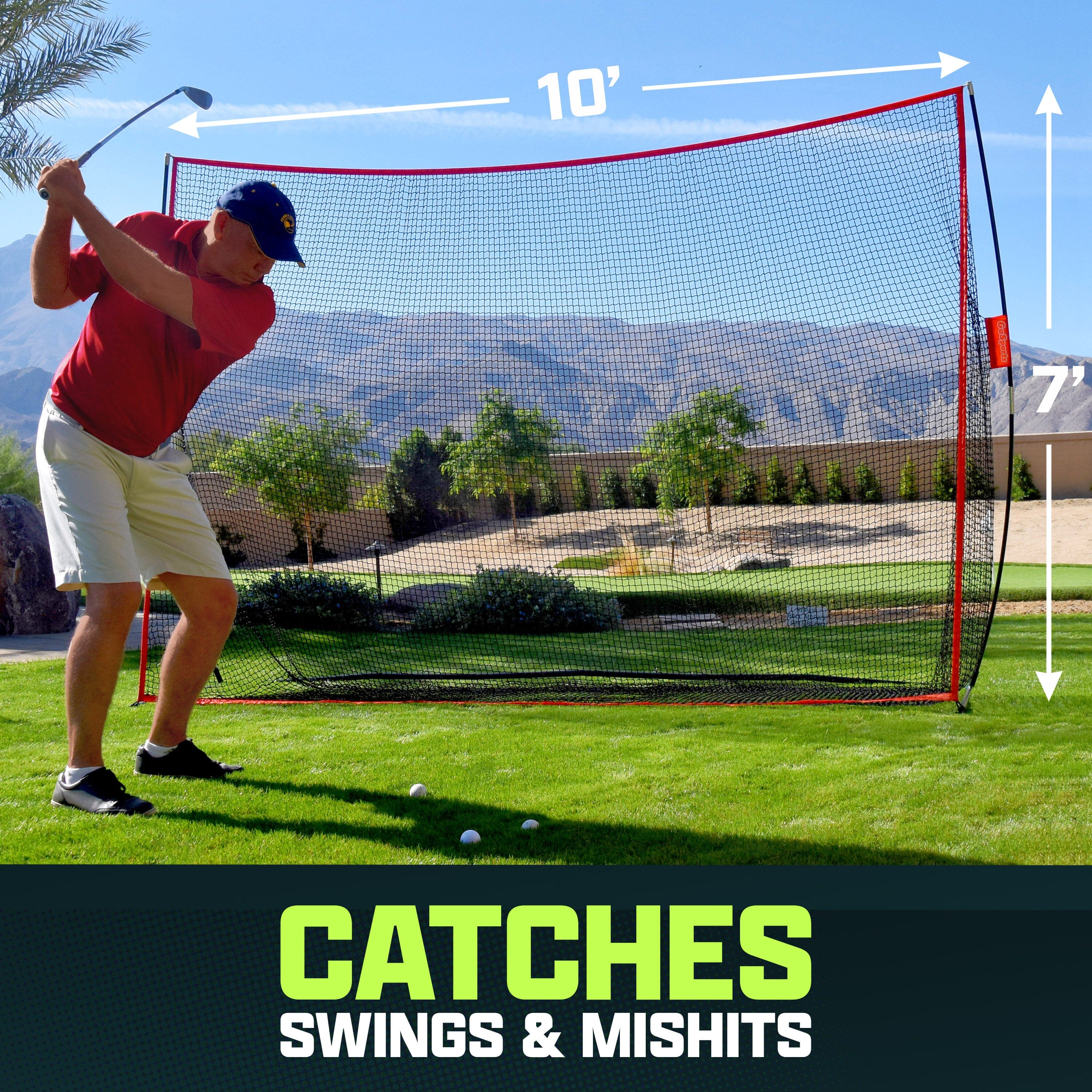 GoSports 10 ft x 7 ft Golf Practice Hitting Net Portable Training Net for Home & Range Golf GoSports