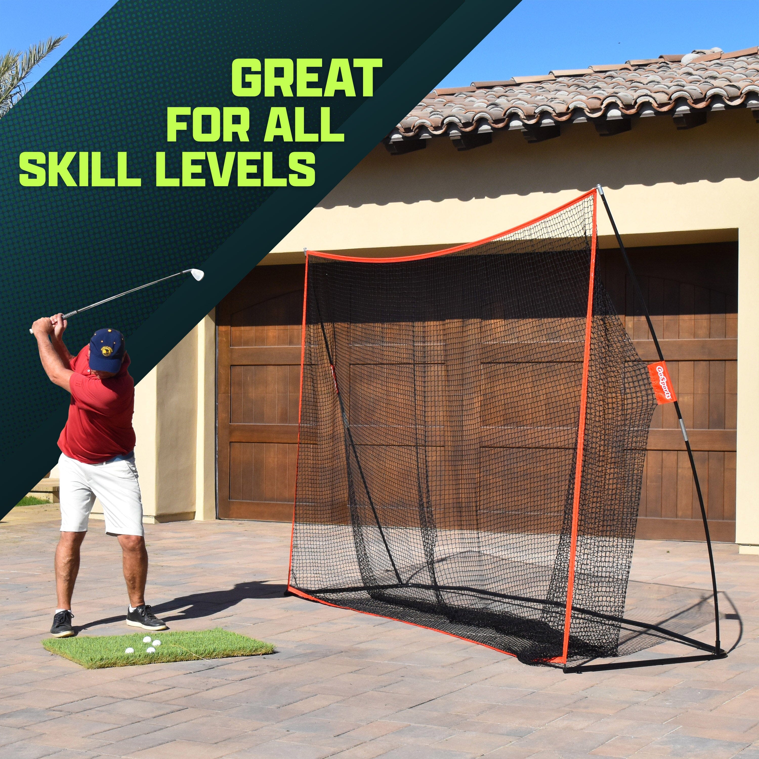 GoSports 10 ft x 7 ft Golf Practice Hitting Net Portable Training Net for Home & Range Golf GoSports