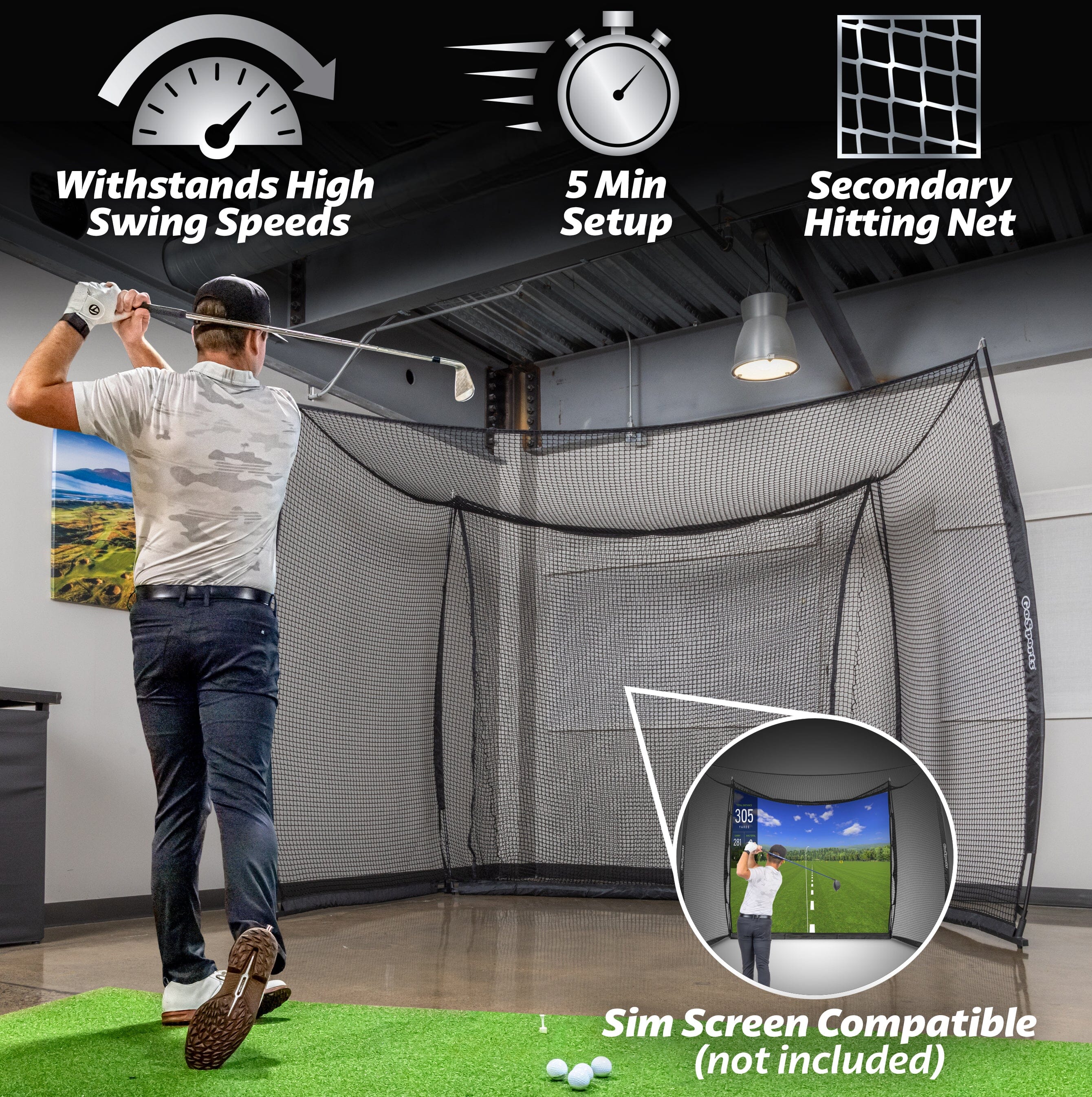 GoSports Range Cage 10 x 8 ft Golf Practice Hitting Net - Classic Net GoSports