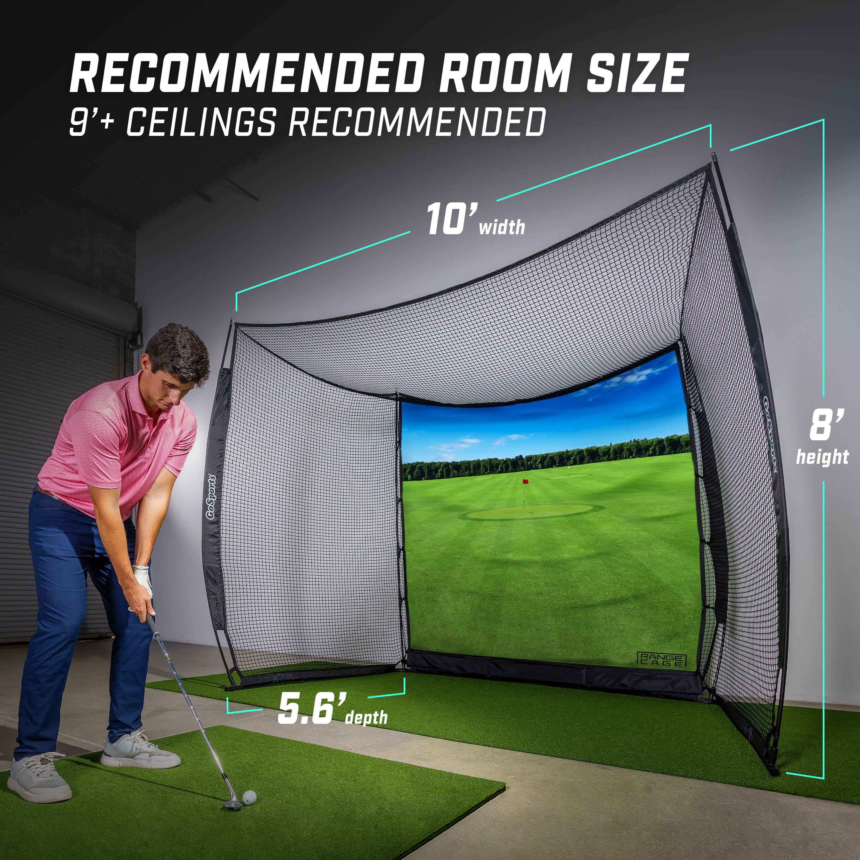 GoSports Range Cage 10 ft x 8 ft Golf Practice Hitting Net with Impact Screen GoSports