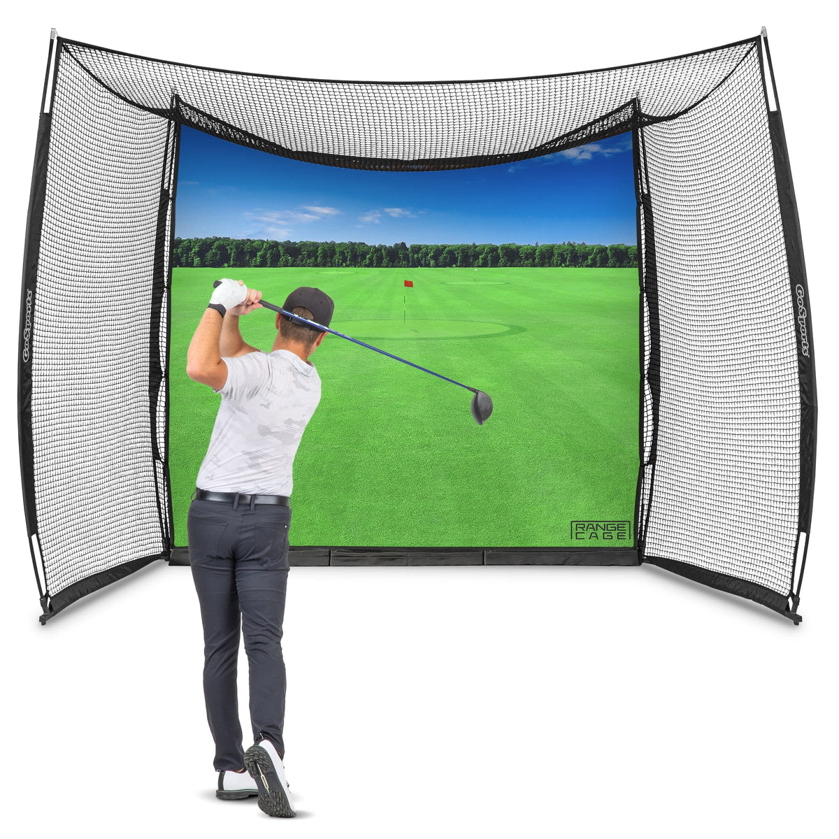GoSports Range Cage 10 ft x 8 ft Golf Practice Hitting Net with Impact
