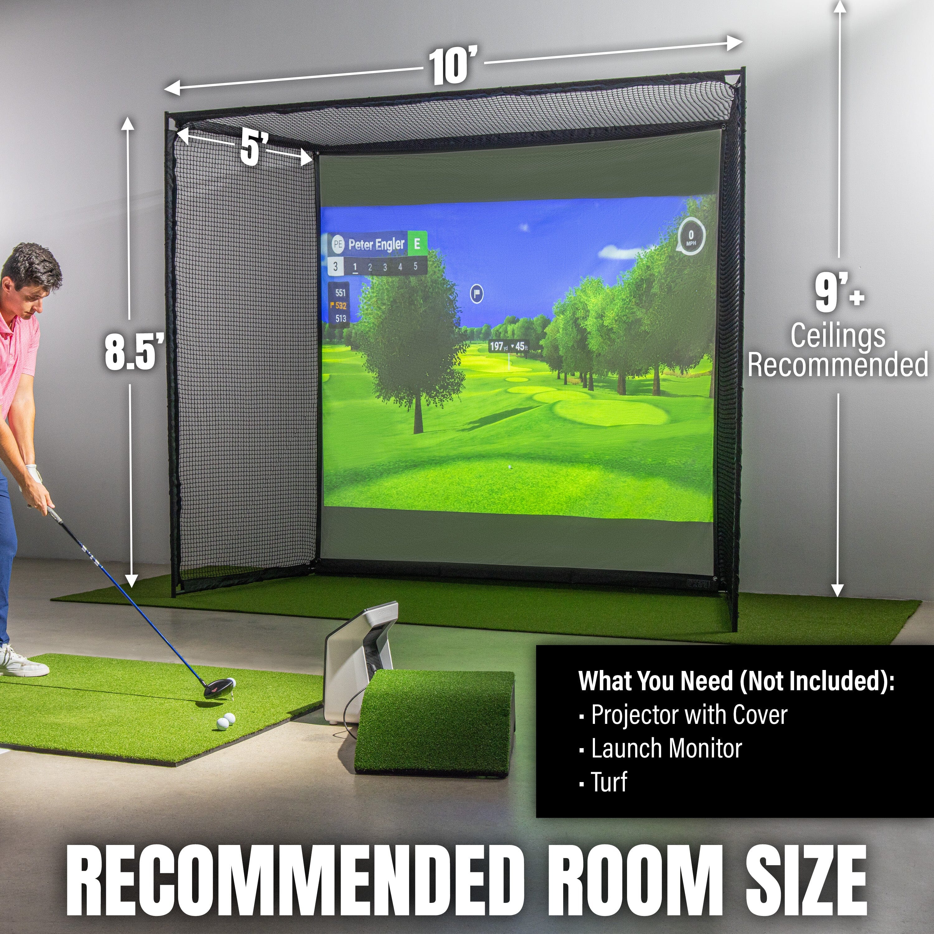 GoSports Range Cage ELITE Golf Hitting Net - 8 x 8 ft Golf Simulator Enclosure with Impact Screen PlayGoSports.com