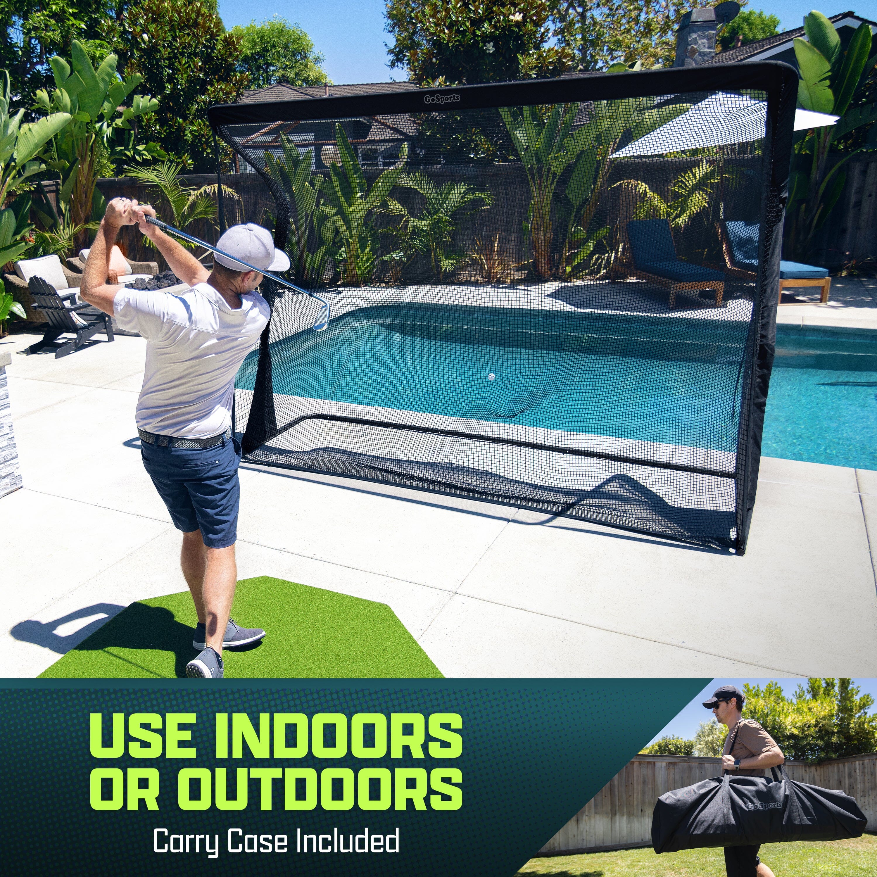 GoSports Elite Golf Practice Net with Steel Frame - Choose 10' or 7' Size GoSports