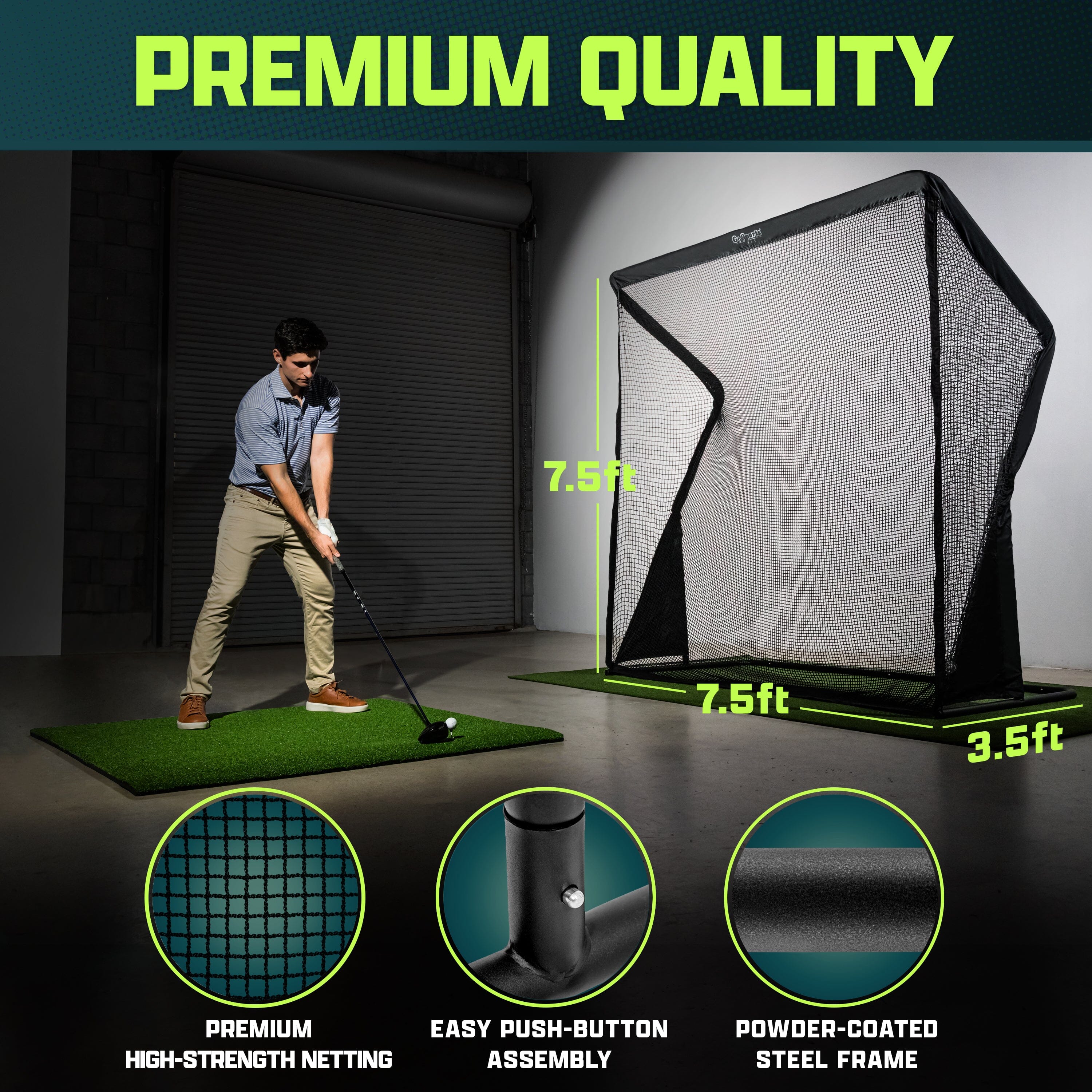 GoSports Elite Golf Practice Net with Steel Frame - Choose 10' or 7' Size GoSports