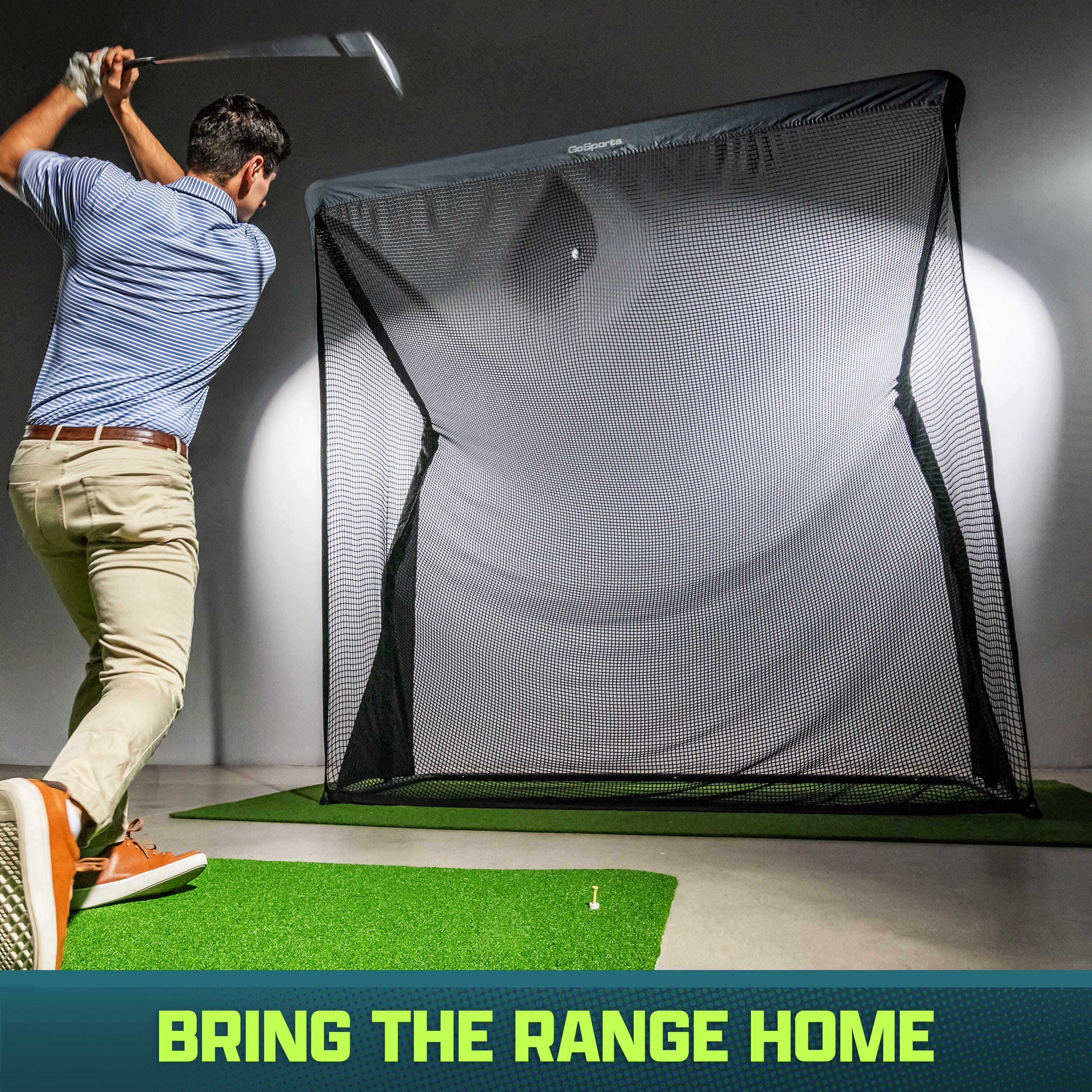 GoSports 8 x 8 ft ELITE Golf Net with LoftGuard Canopy and Steel Frame - Indoor & Outdoor Practice Golf Hitting Net GoSports