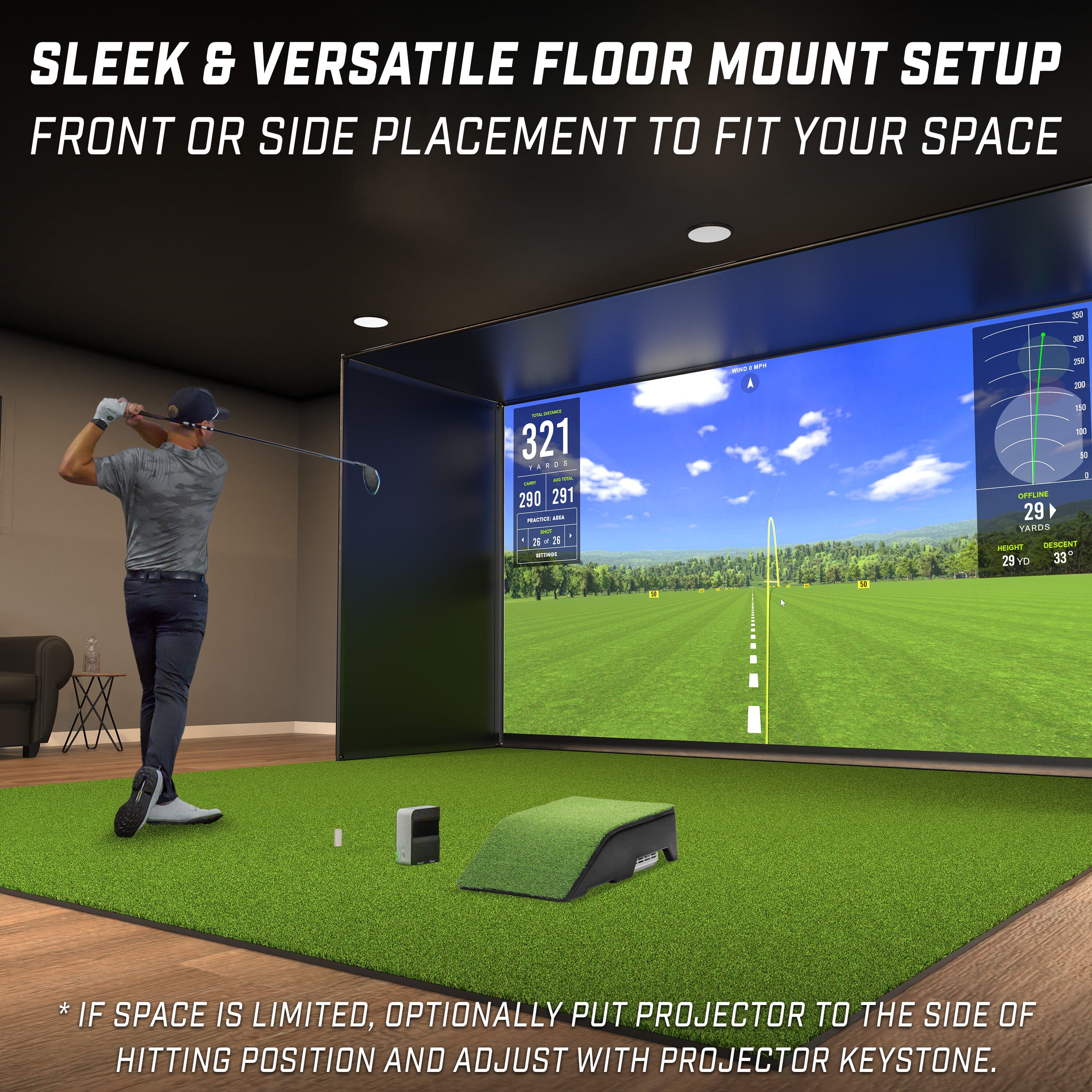GoSports Golf Simulator Projector Cover with Turf - Floor Mounted Enclosure for LED Projectors with Turf - Floor Mounted Enclosure for LED Projectors GoSports