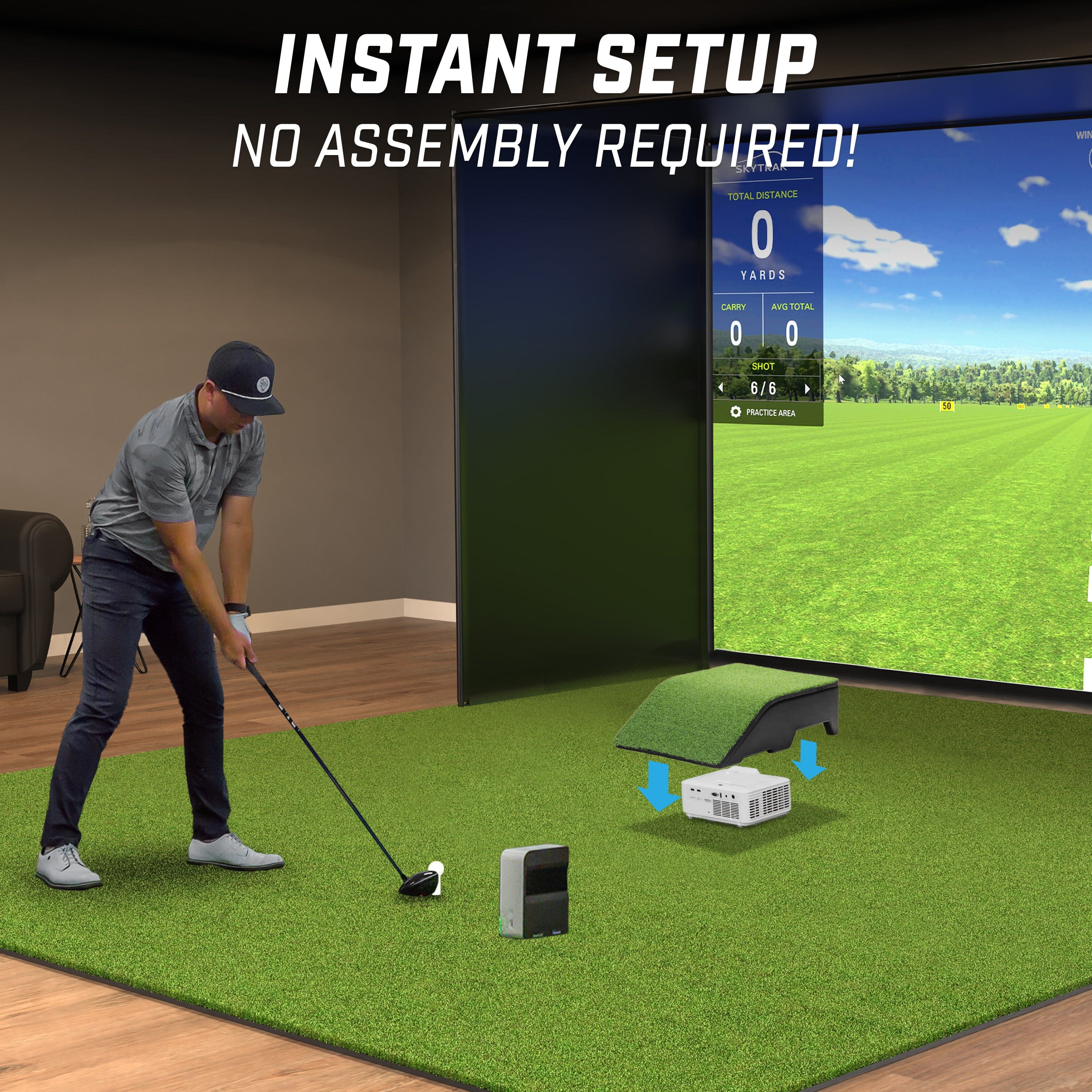 GoSports Golf Simulator Projector Cover with Turf - Floor Mounted Enclosure for LED Projectors with Turf - Floor Mounted Enclosure for LED Projectors GoSports