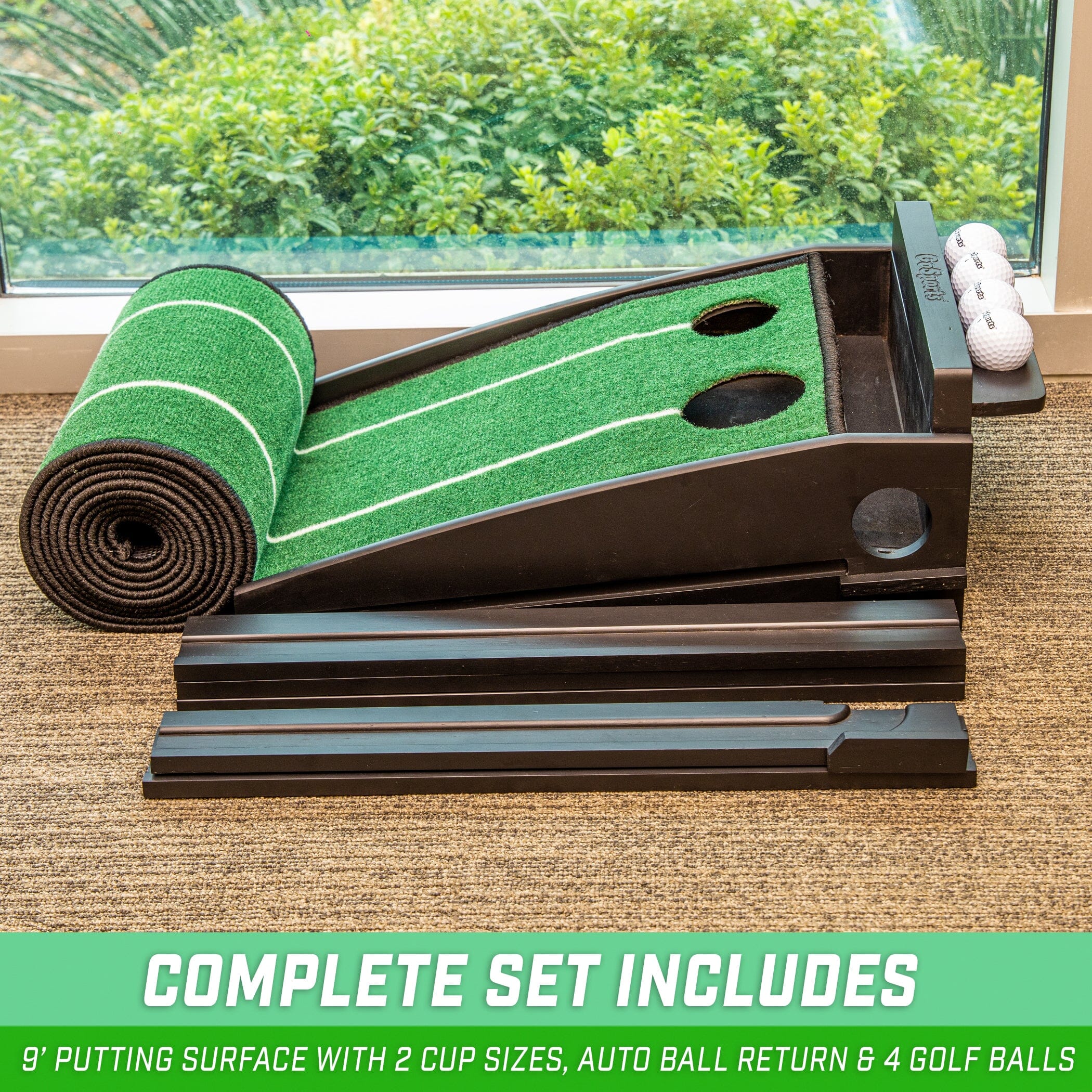 a green and black mat