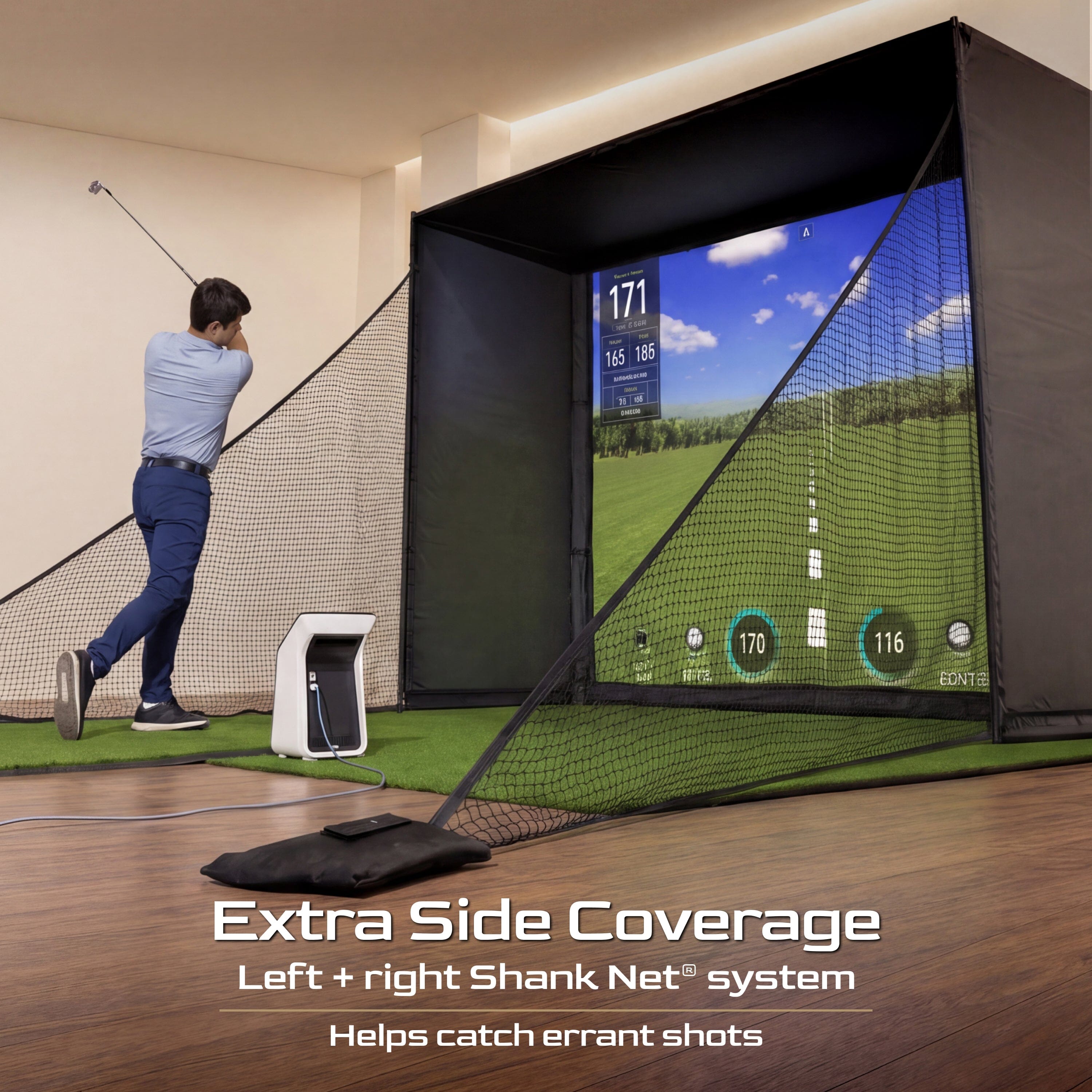 Golf Simulator 10 x 8 ft Enclosure with HD Impact Screen and Shank Nets GoSports