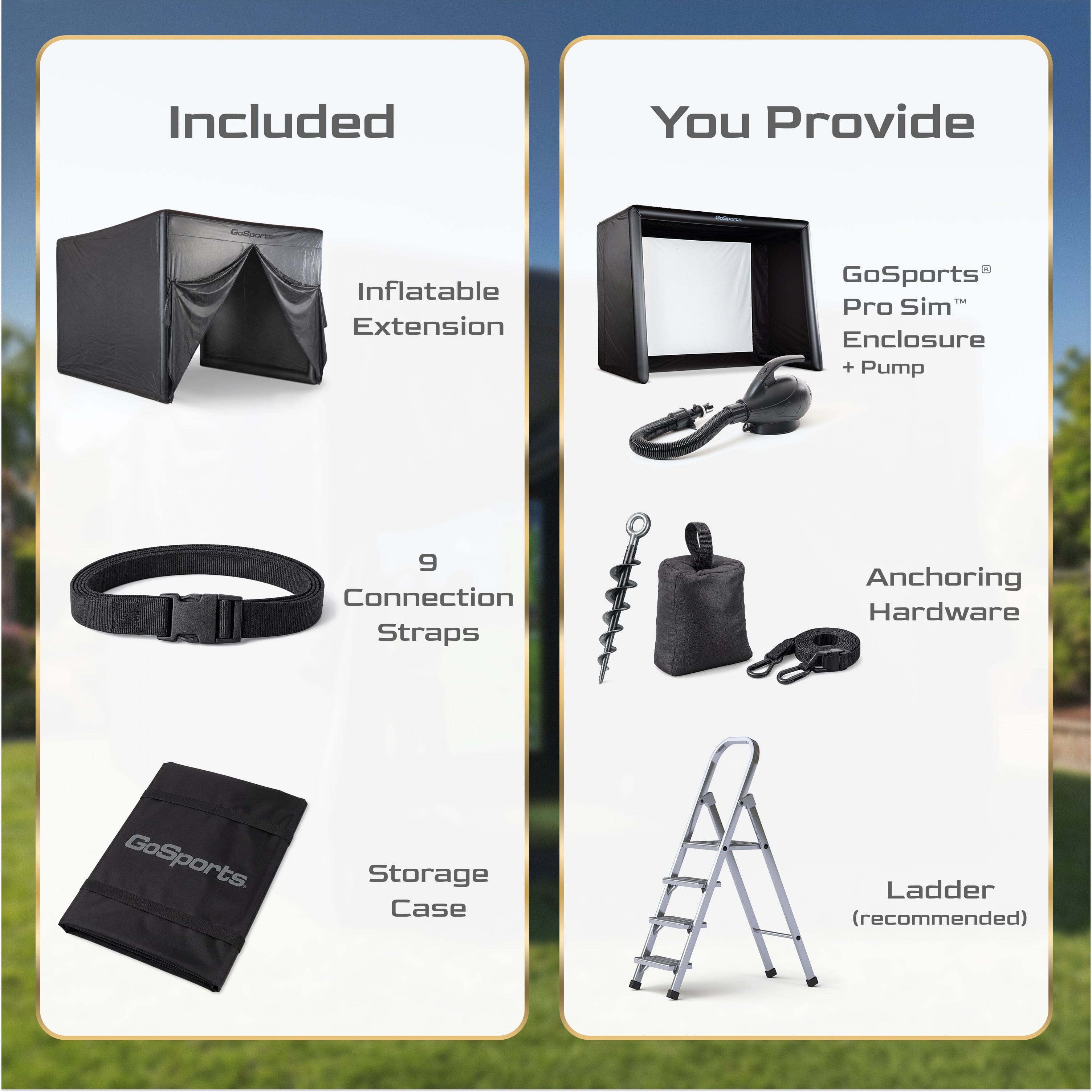 GoSports Blackout Extension Add-on for 12 x 9 ft Inflatable Golf Simulator Enclosure - Instant Golf Simulator Studio for Immersive Training and Entertaining PlayGoSports.com