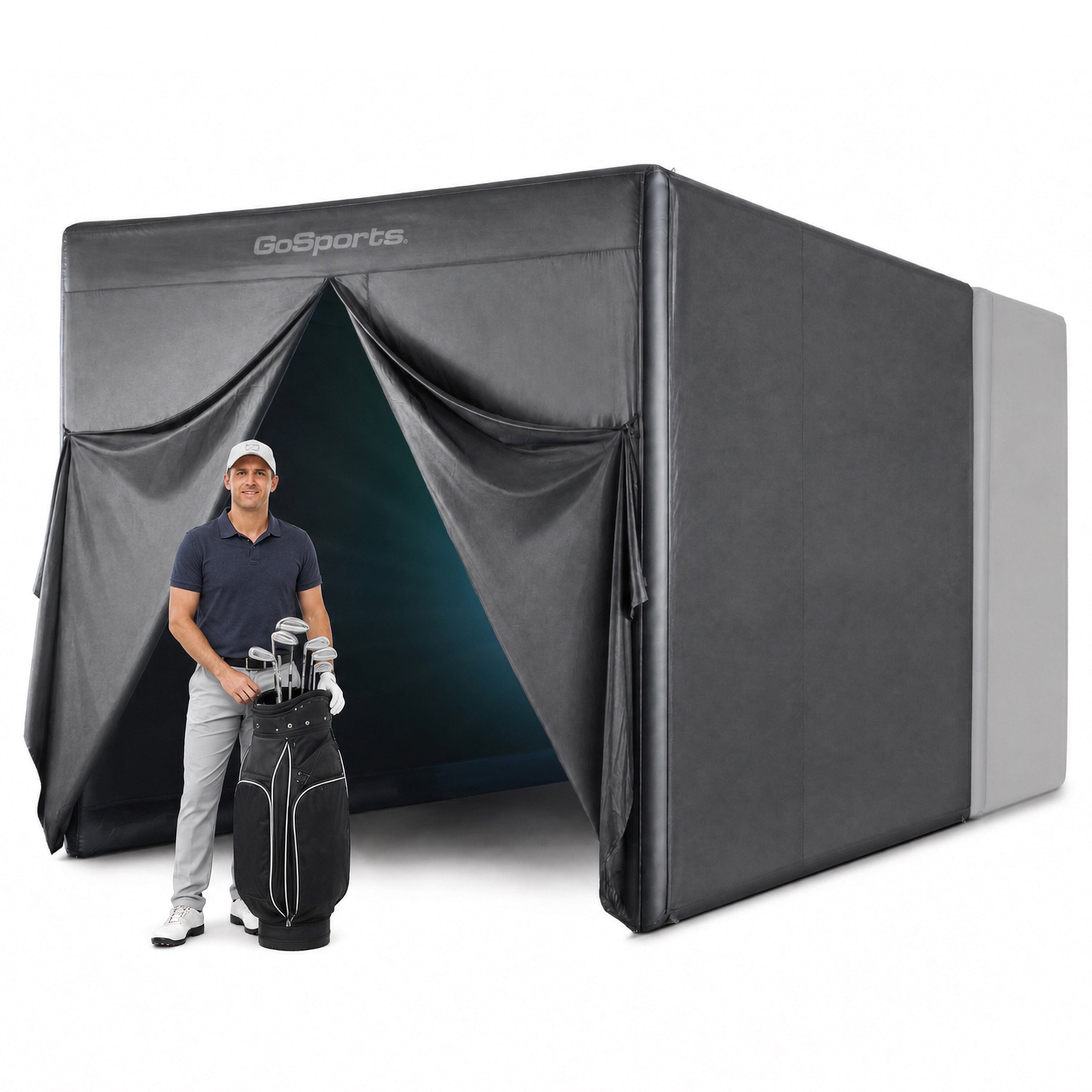 GoSports Blackout Extension Add-on for 12 x 9 ft Inflatable Golf Simulator Enclosure - Instant Golf Simulator Studio for Immersive Training and Entertaining PlayGoSports.com