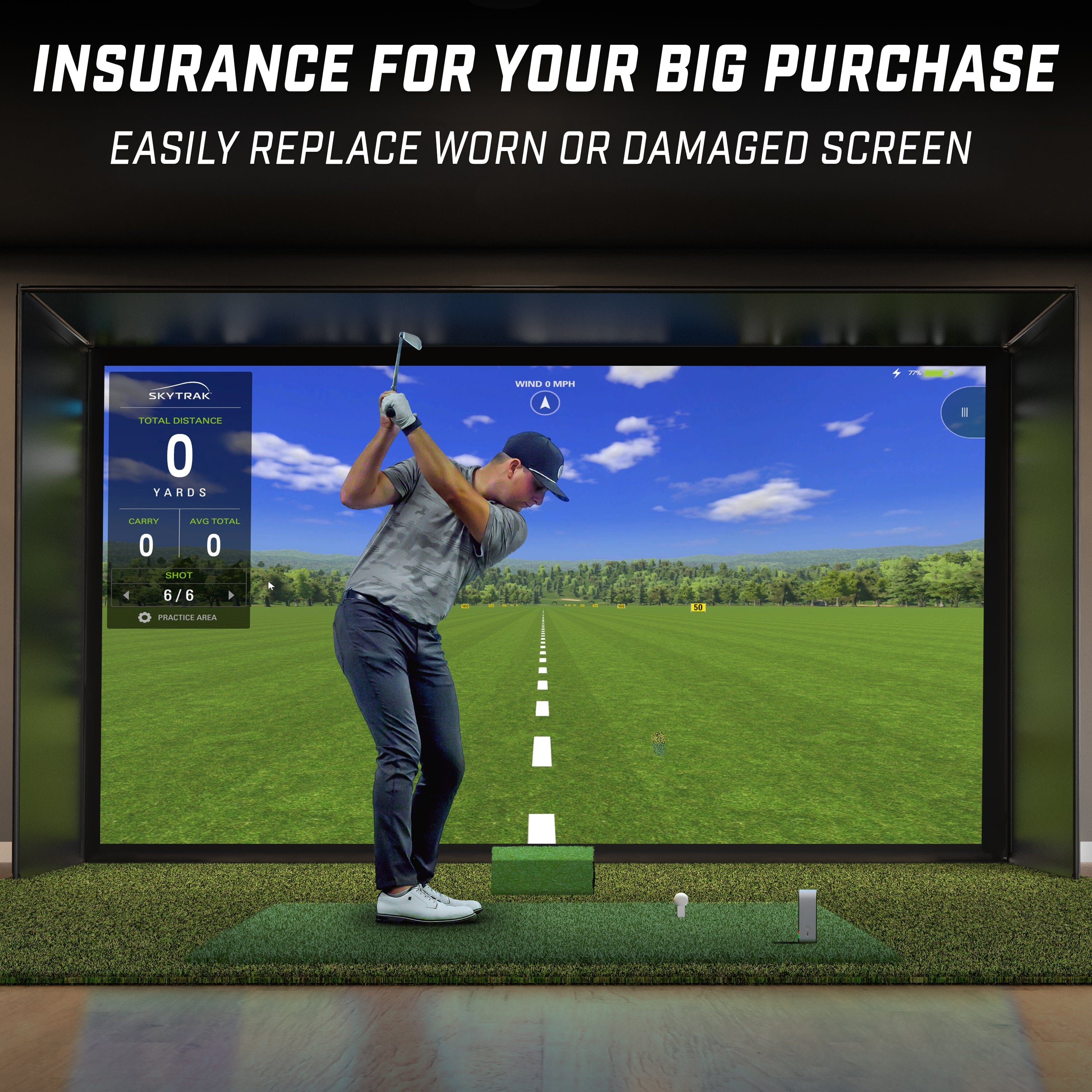 GoSports Replacement Sim Screen - Only Compatible with GoSports 14' x 8' Golf Simulator Enclosure GoSports