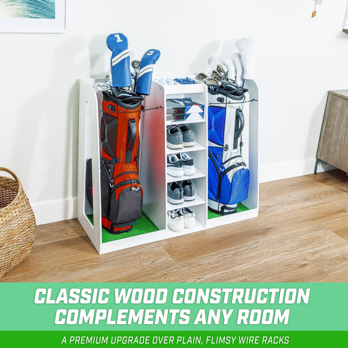 Wooden Golf Bag Organizer, Holds 2 GoSports Golf