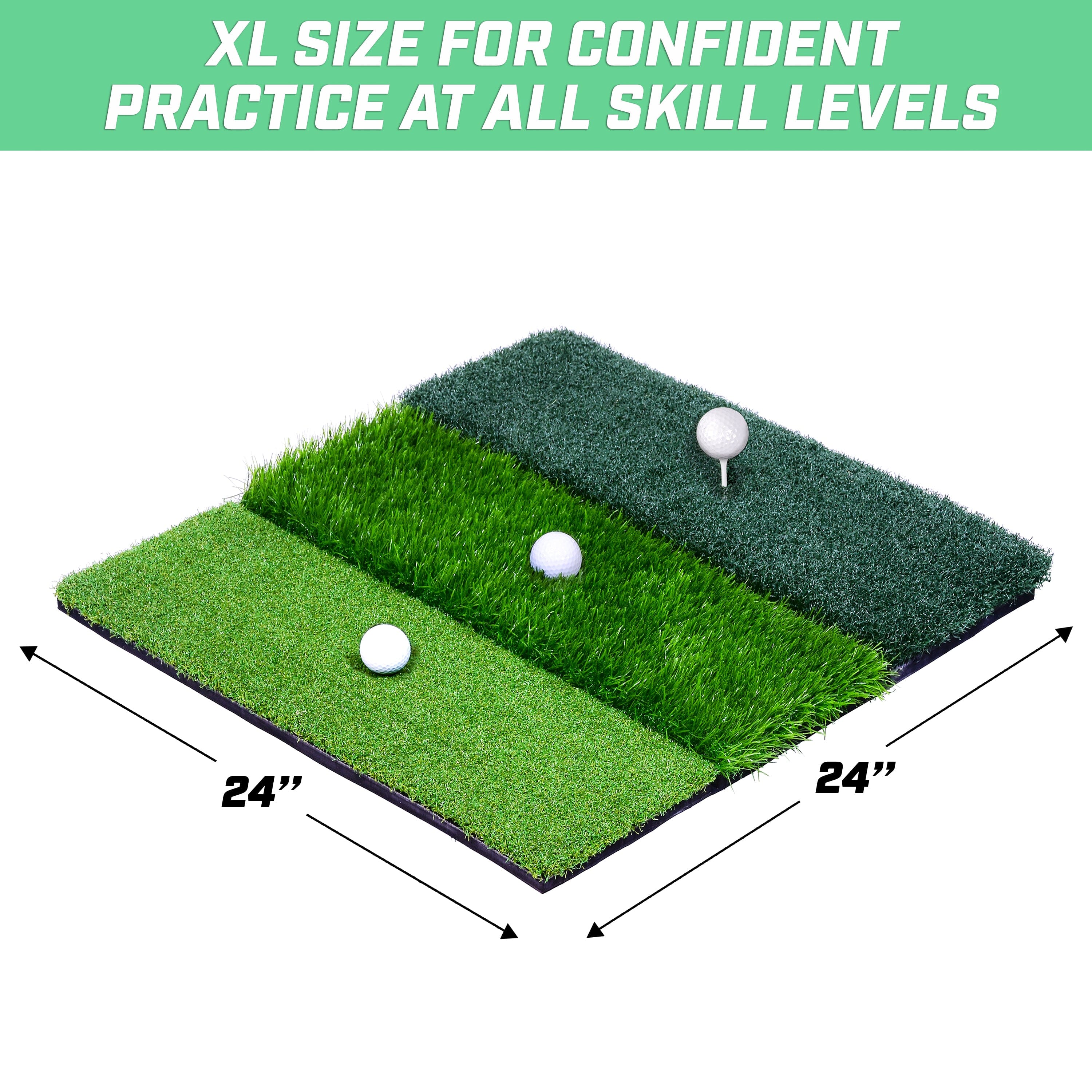 a golf putting mat with a hole and a ball on it