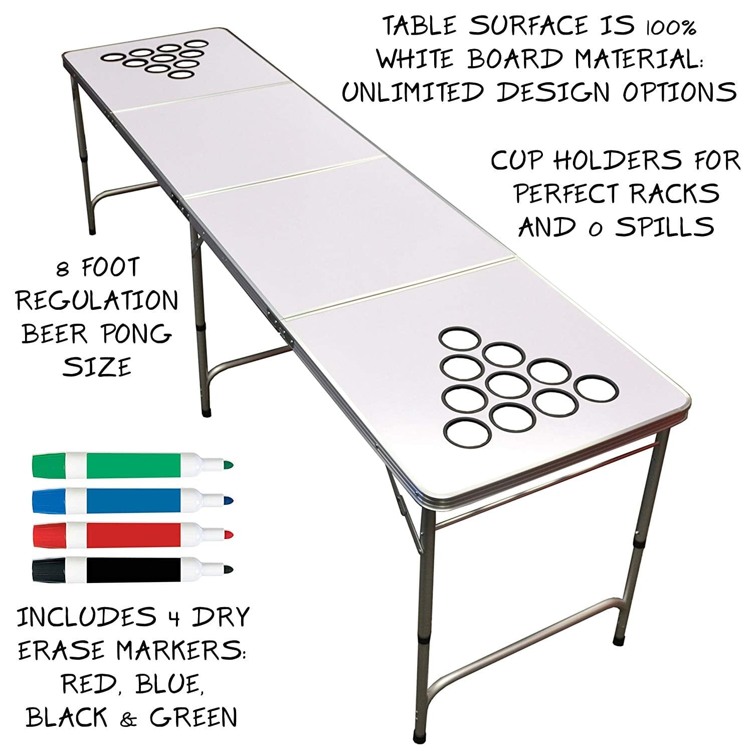 a table with a white top and four different colors