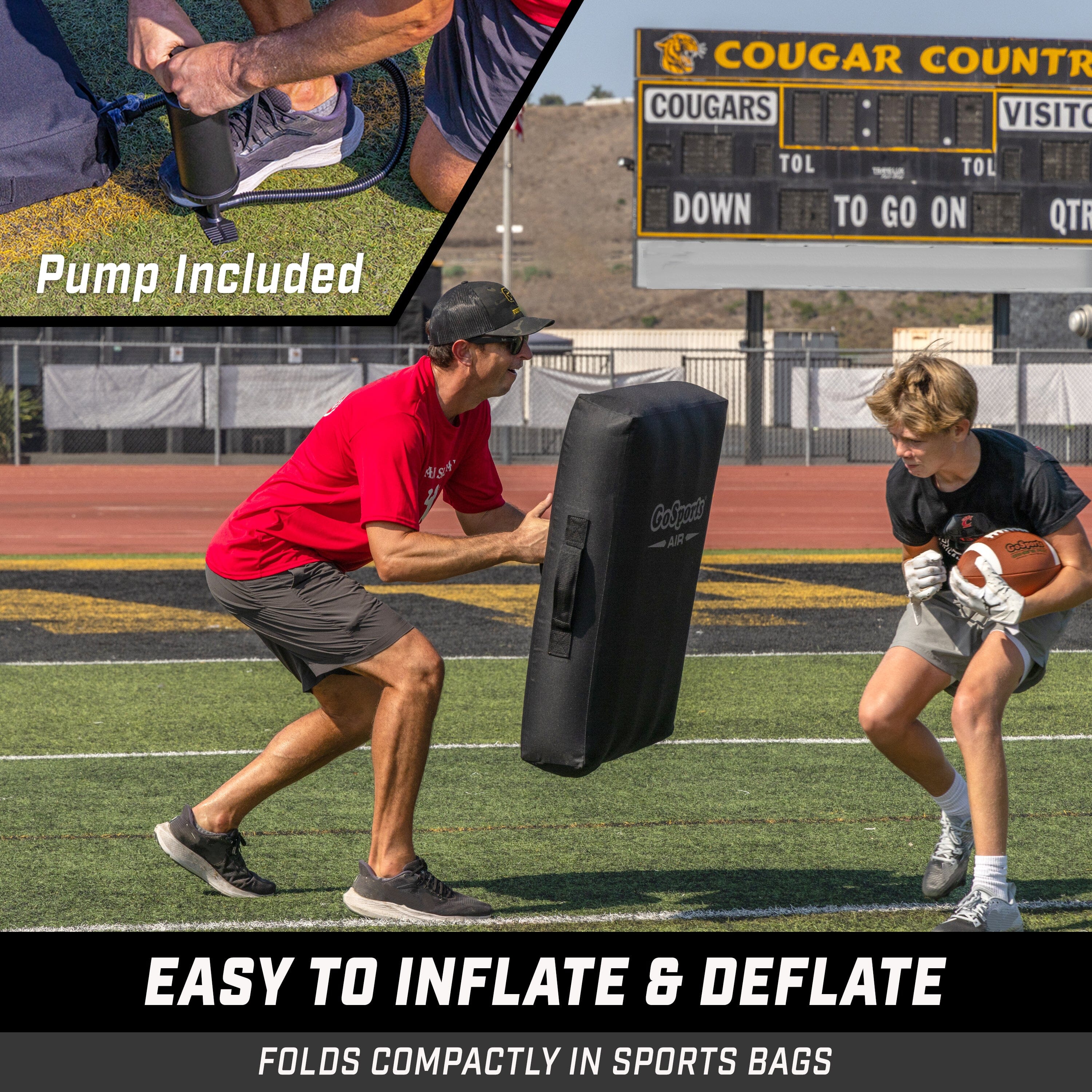 GoSports Inflatable Blocking Pad - Training Equipment for Basketball, Football, Lacrosse, Martial Arts & More - 30" x 20" Football GoSports