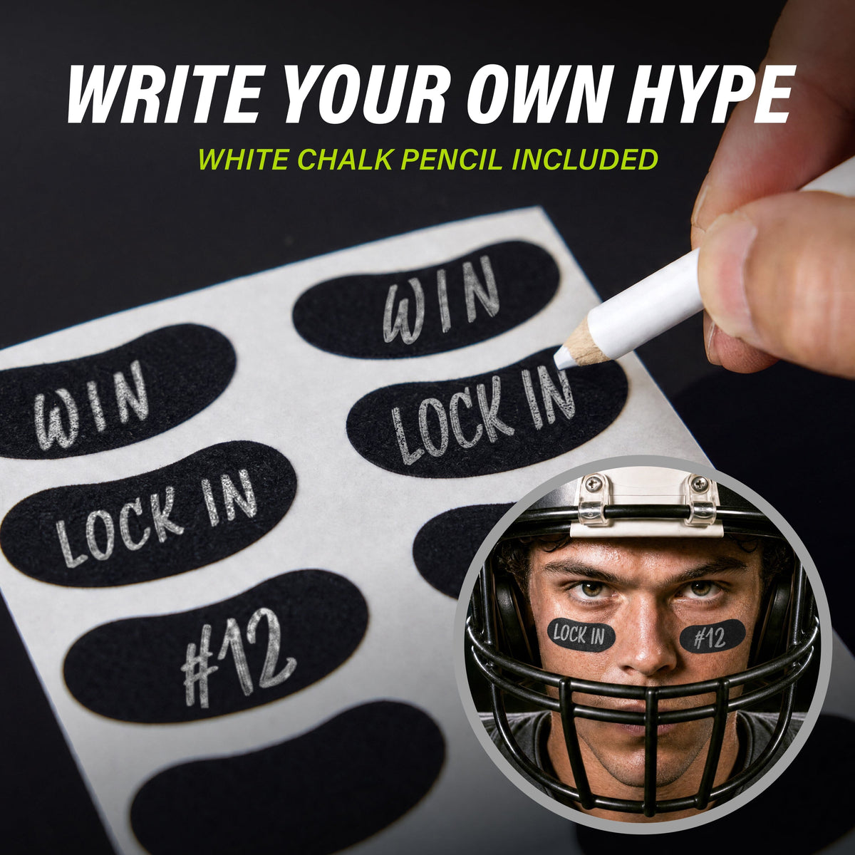 Eye Black Stickers with Chalk Pencil, 36 Pairs GoSports Football