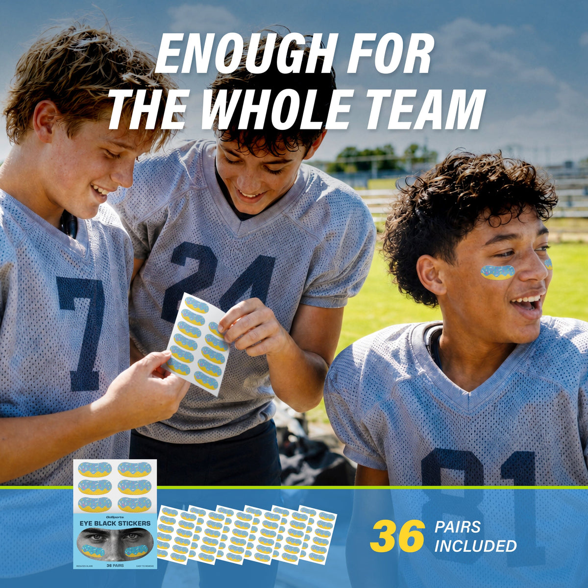 Eye Black Stickers with Chalk Pencil, 36 Pairs GoSports Football