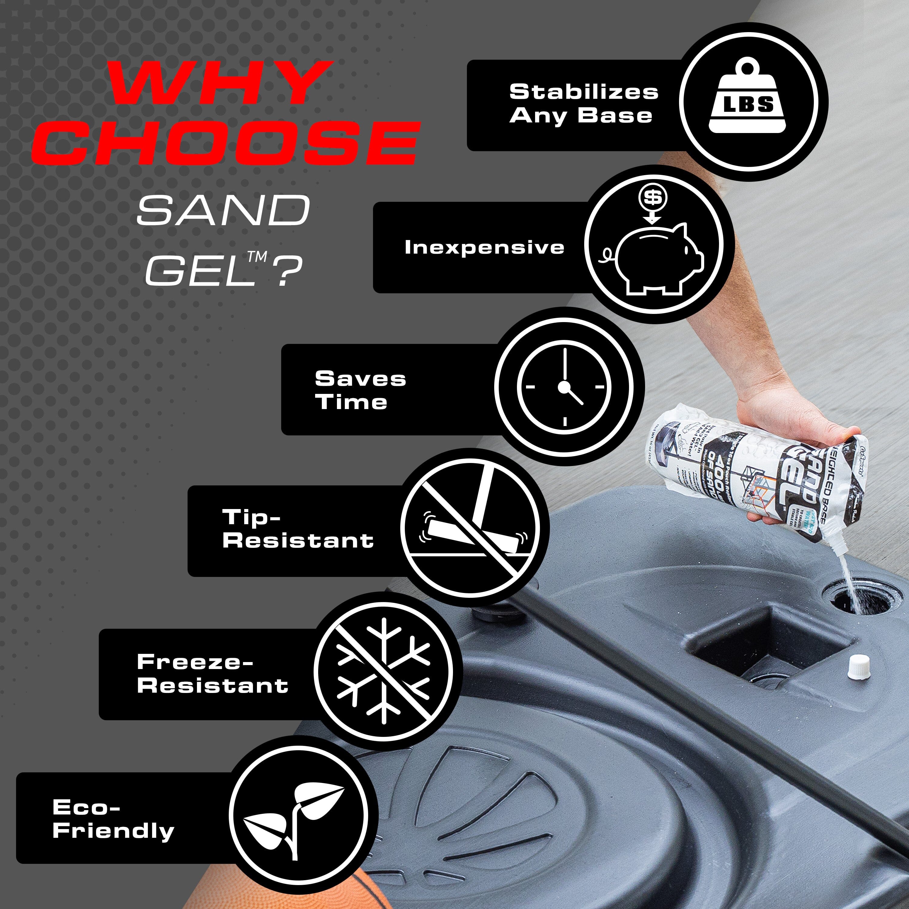 GoSports Sand Gel Weighted Base Filler for Indoor/Outdoor Basketball Hoops, Umbrella Bases, & More - 16 oz, Just Add Water GoSports