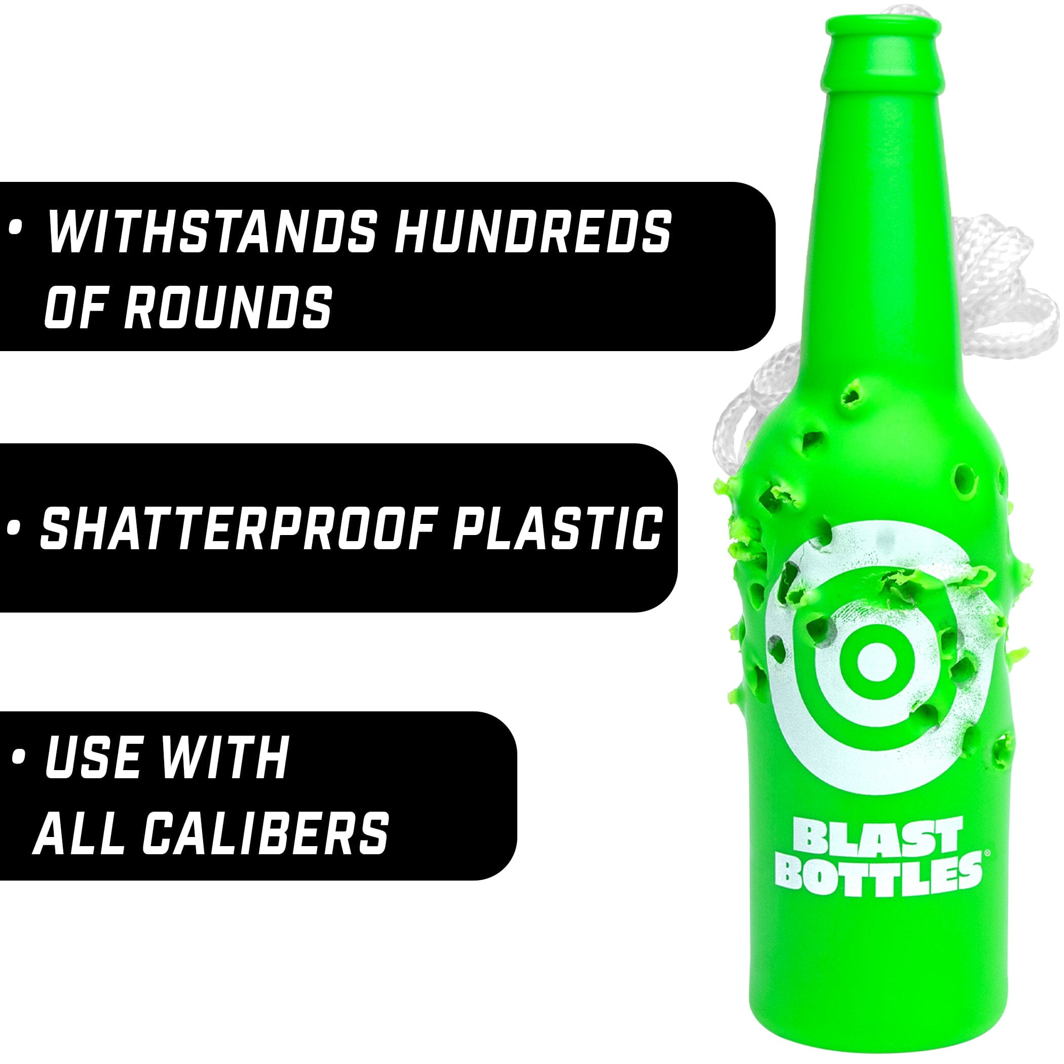 GoSports Outdoors Blast Bottles – 3 Pack – Shatterproof Bottle Shooting Targets with Rope for Firearm Target Practice, Great for Indoor & Outdoor Gun Ranges GoSports