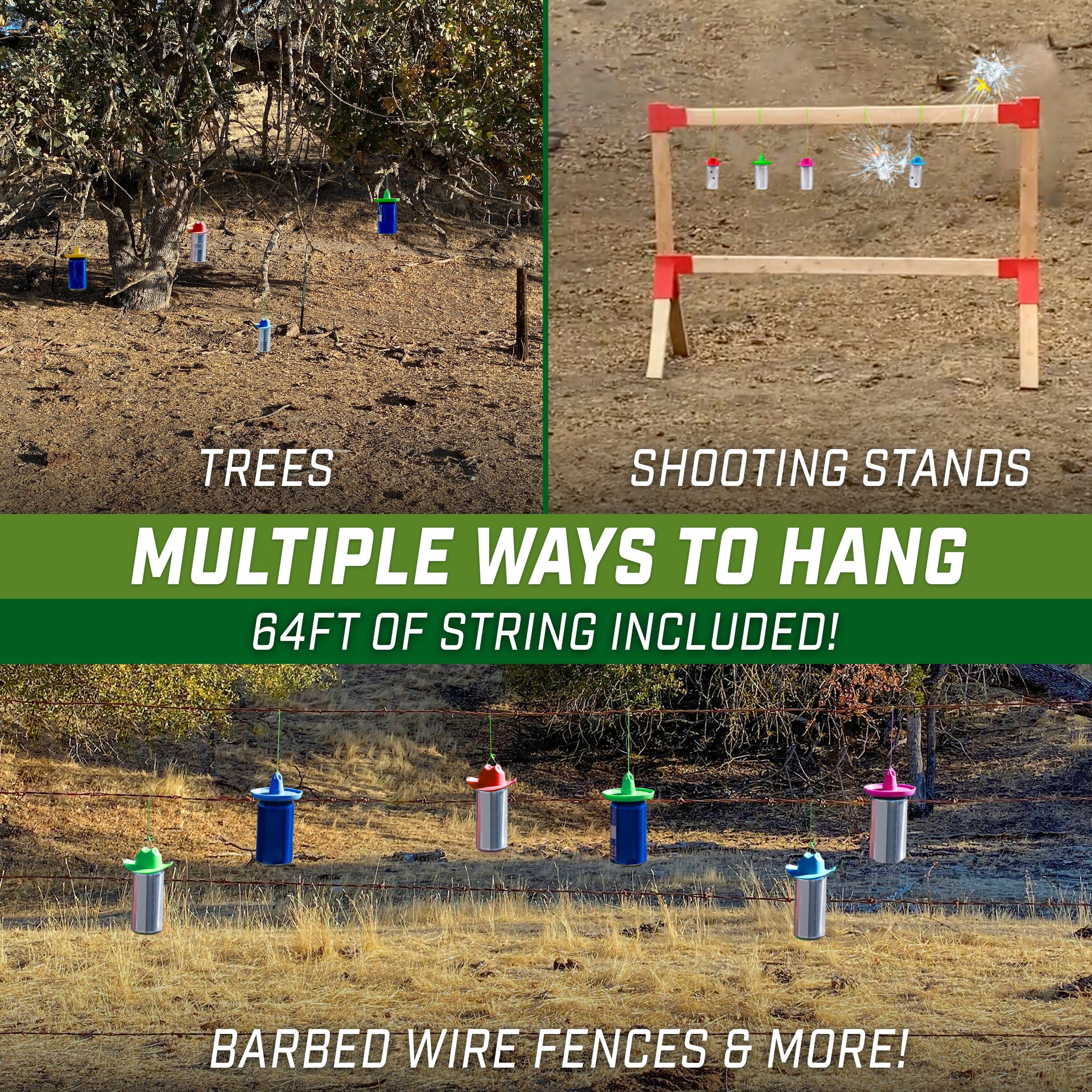 GoSports Outdoors Blast Hat Shooting Target Hangers 12 Pack - Turn 12oz Cans Into Hanging Shooting Targets Target Practice GoSportsOutdoors.com