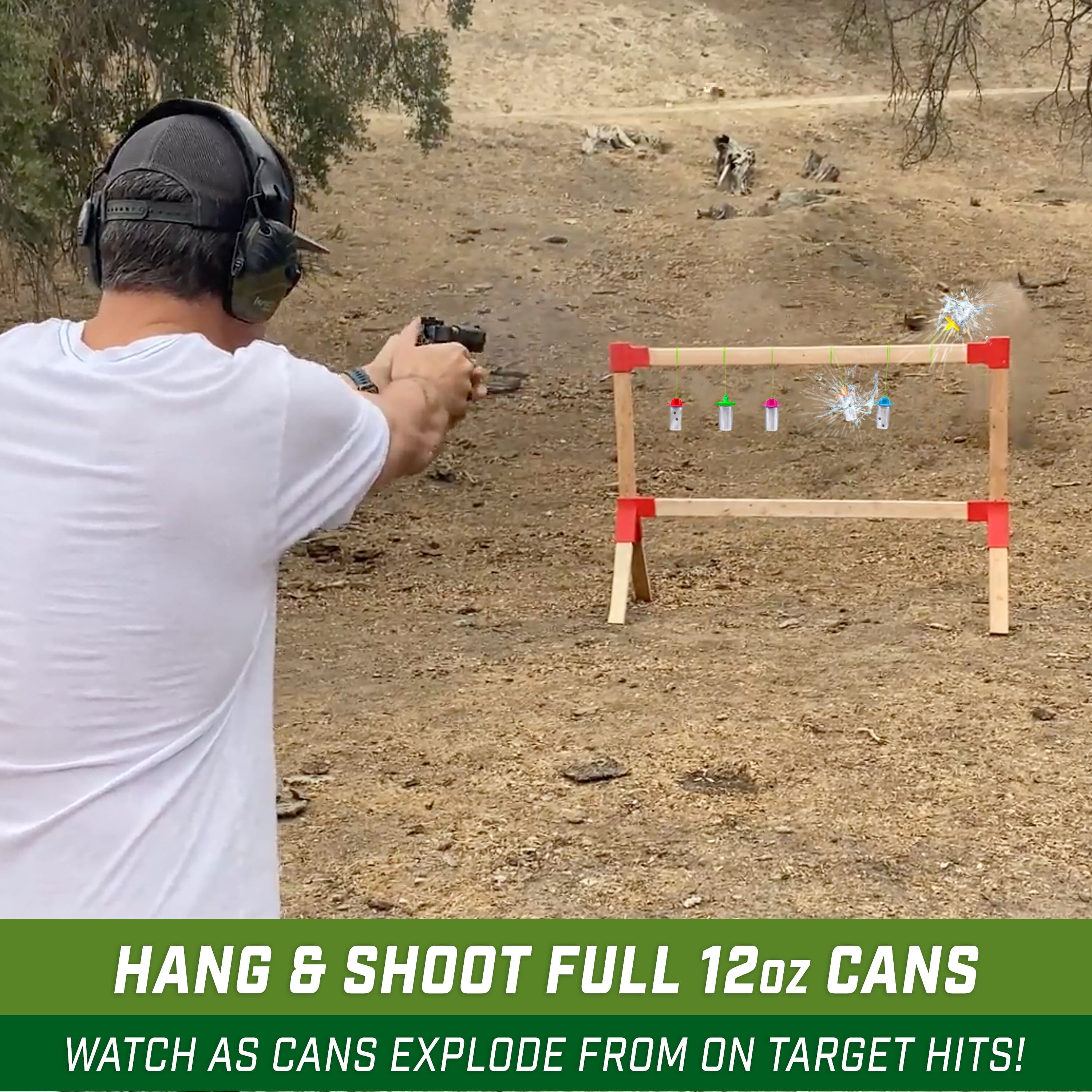 GoSports Outdoors Blast Hat Shooting Target Hangers 12 Pack - Turn 12oz Cans Into Hanging Shooting Targets Target Practice GoSportsOutdoors.com