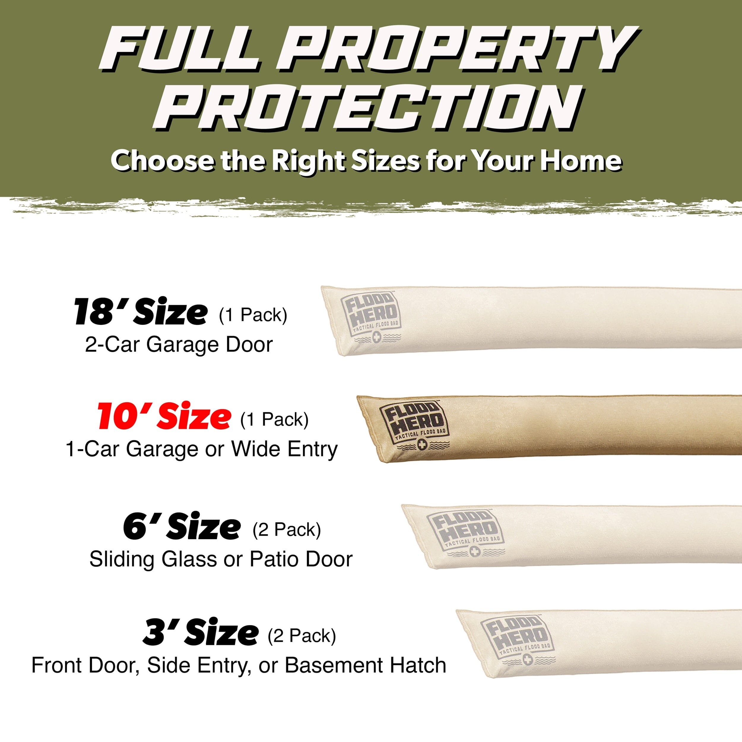 Flood Hero 10 ft Water Activated Sandbag - Flood Bag Barrier for Home PlayGoSports.com