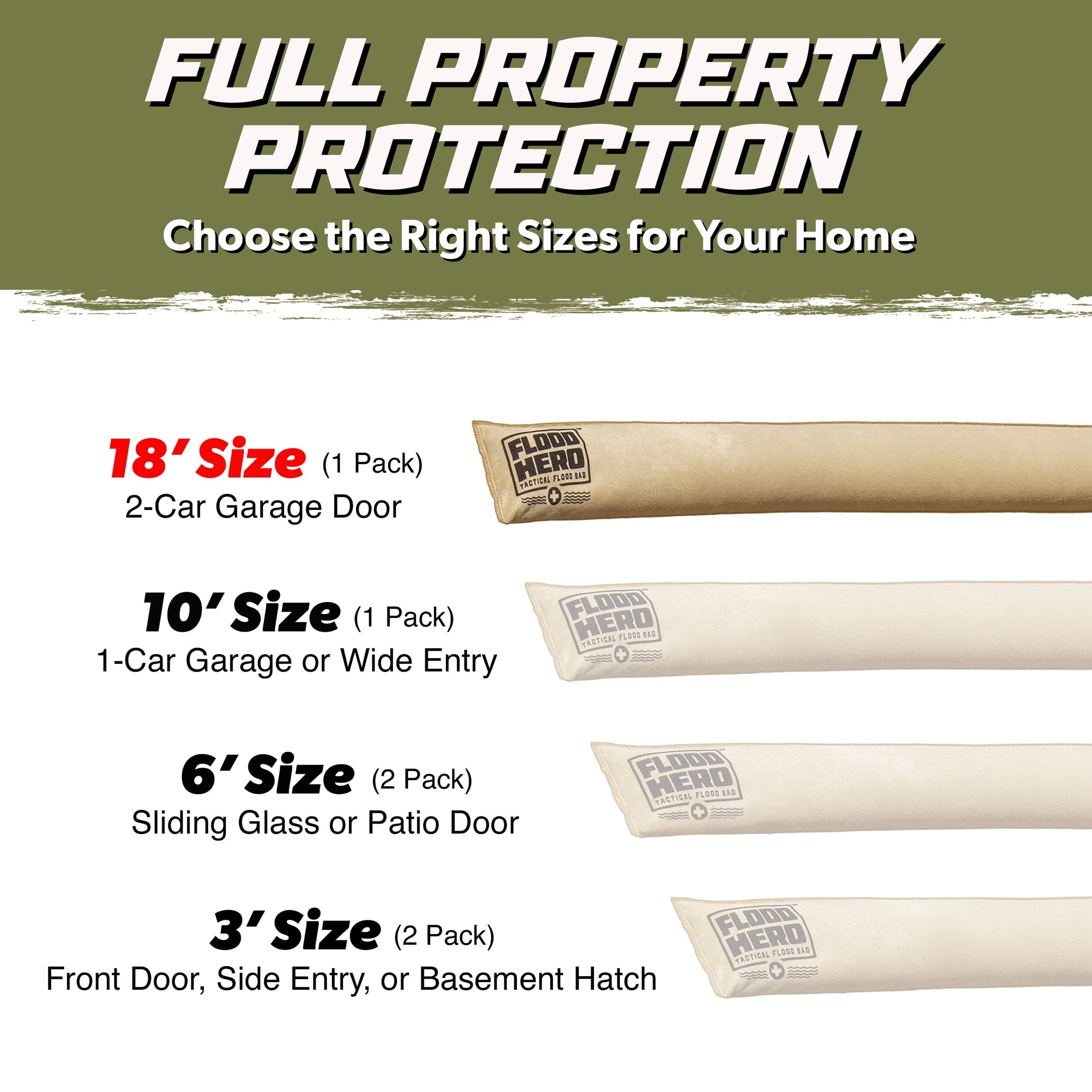 Flood Hero 18 ft Water Activated Sandbag - Flood Bag Barrier for Home PlayGoSports.com