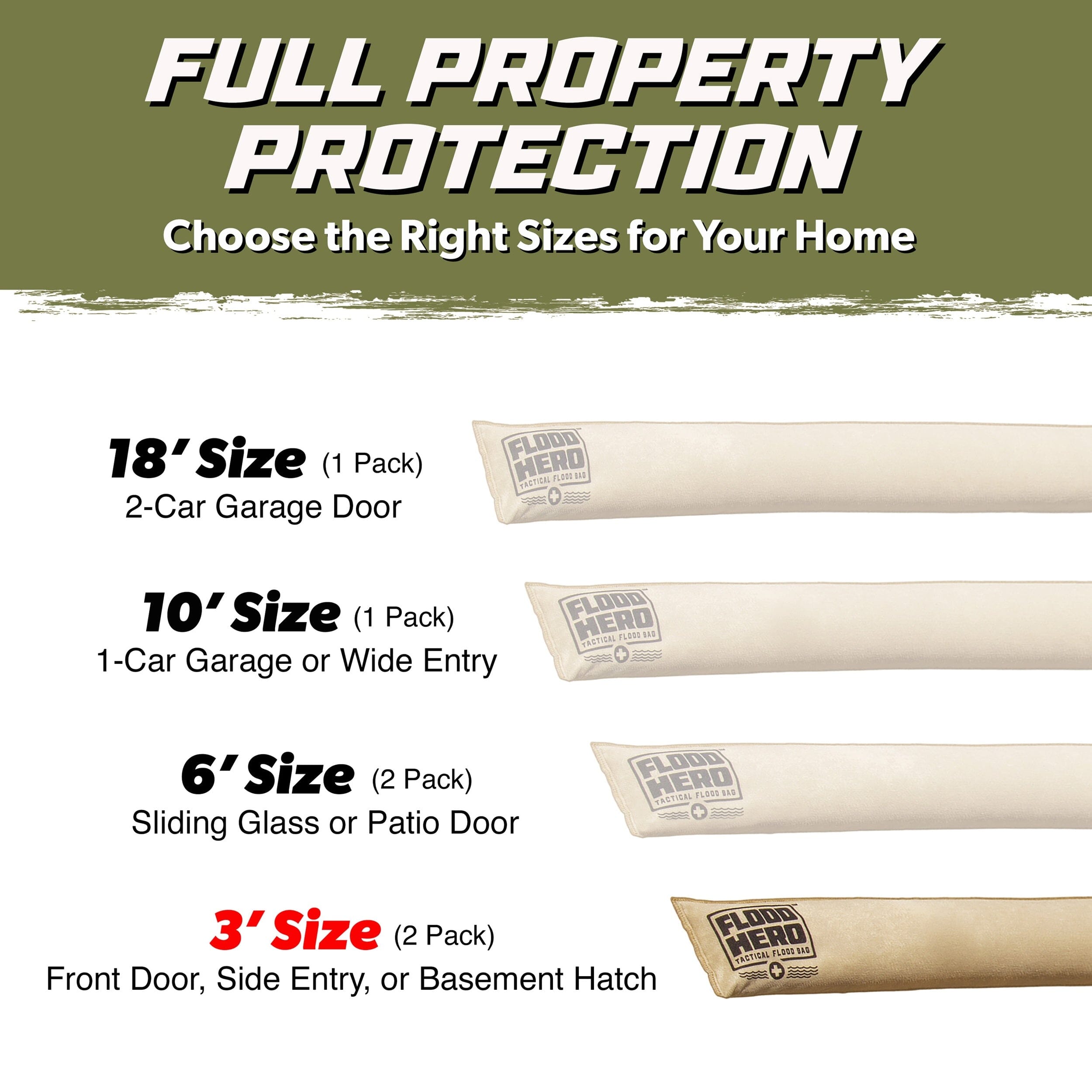 Flood Hero 3 ft Water Activated Sandbags - 2 Pack Flood Bag Barriers for Home PlayGoSports.com