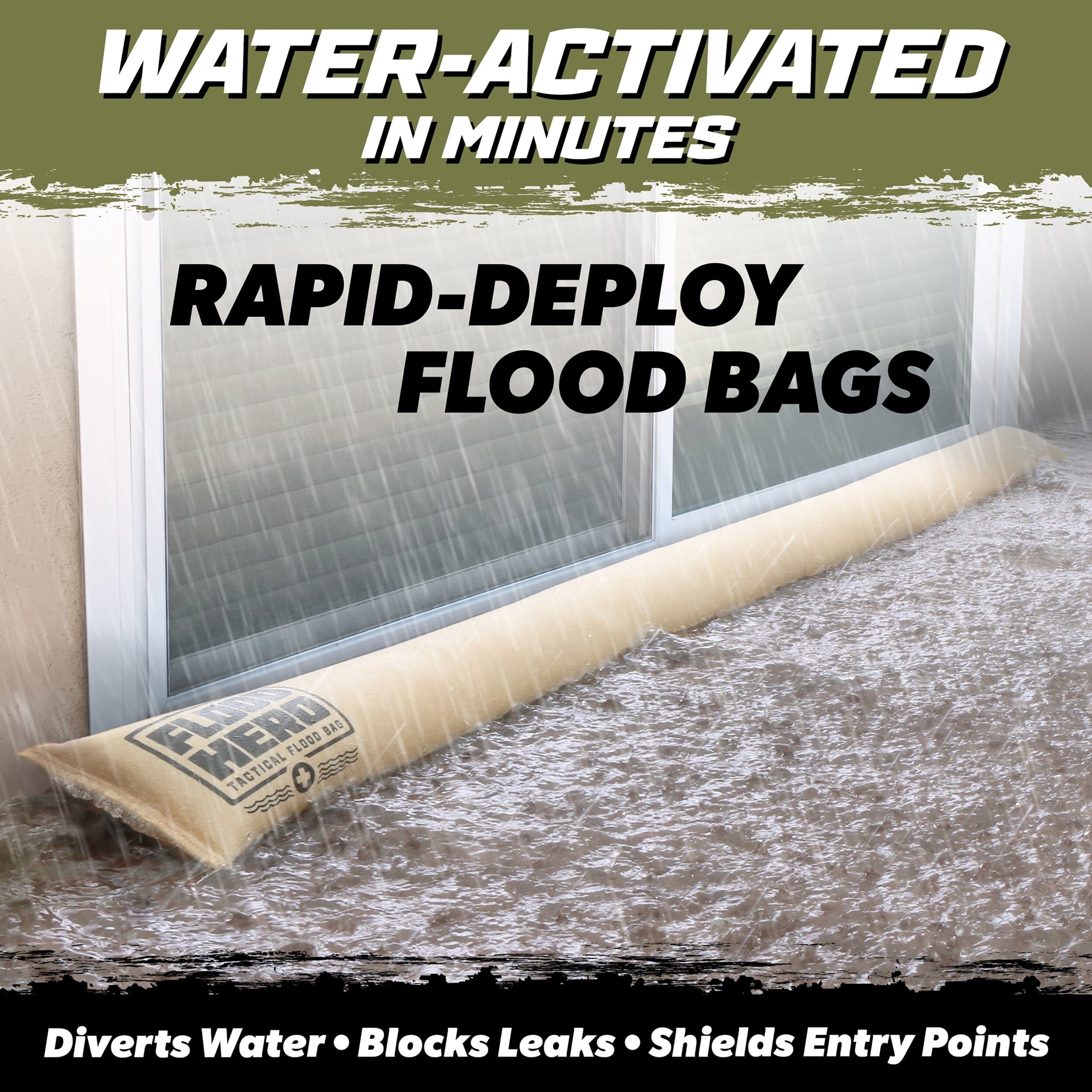 Flood Hero 6 ft Water Activated Sandbags - 2 Pack Flood Bag Barriers for Home PlayGoSports.com