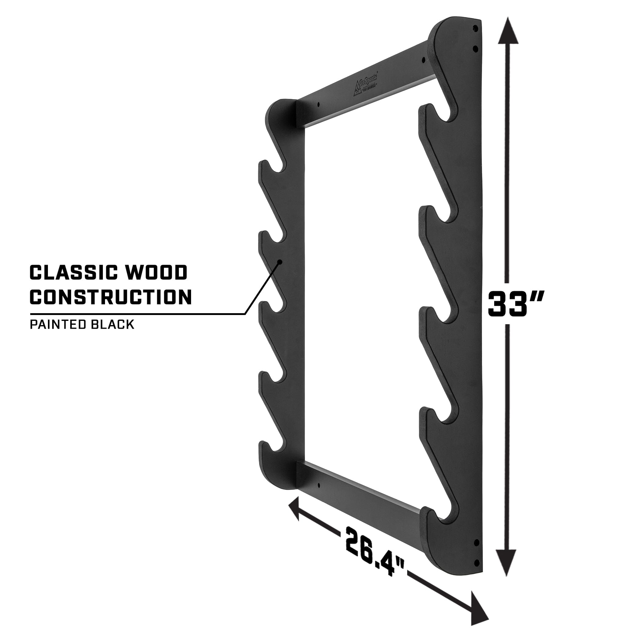 GoSports Outdoors Wall Mounted Firearm Display Rack with Premium Black Painted Pine - Holds 5 Rifles or Shotguns GoSports Outdoors