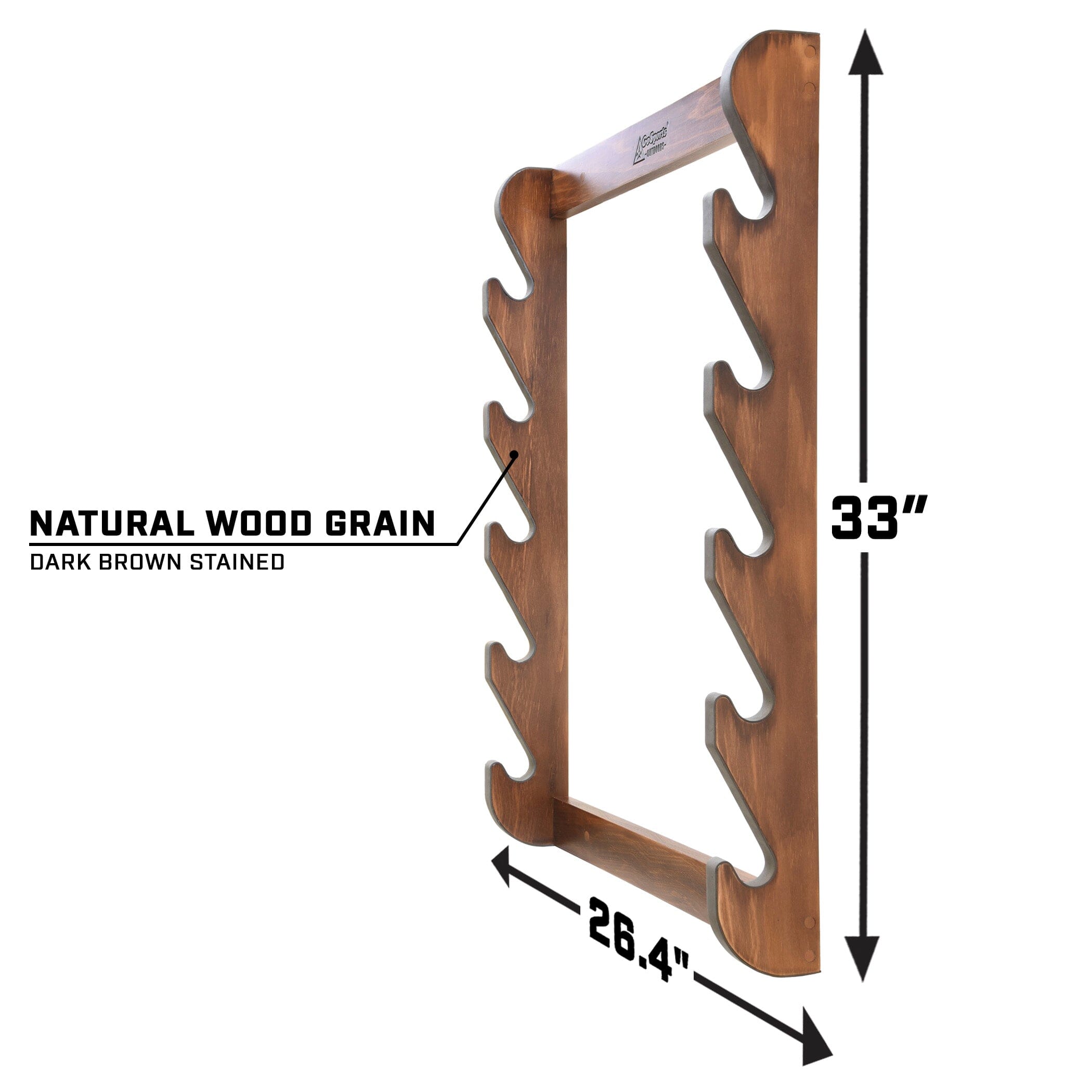 GoSports Outdoors Wall Mounted Firearm Display Rack with Premium Wood Stain - Holds 5 Rifles or Shotguns GoSportsOutdoors.com