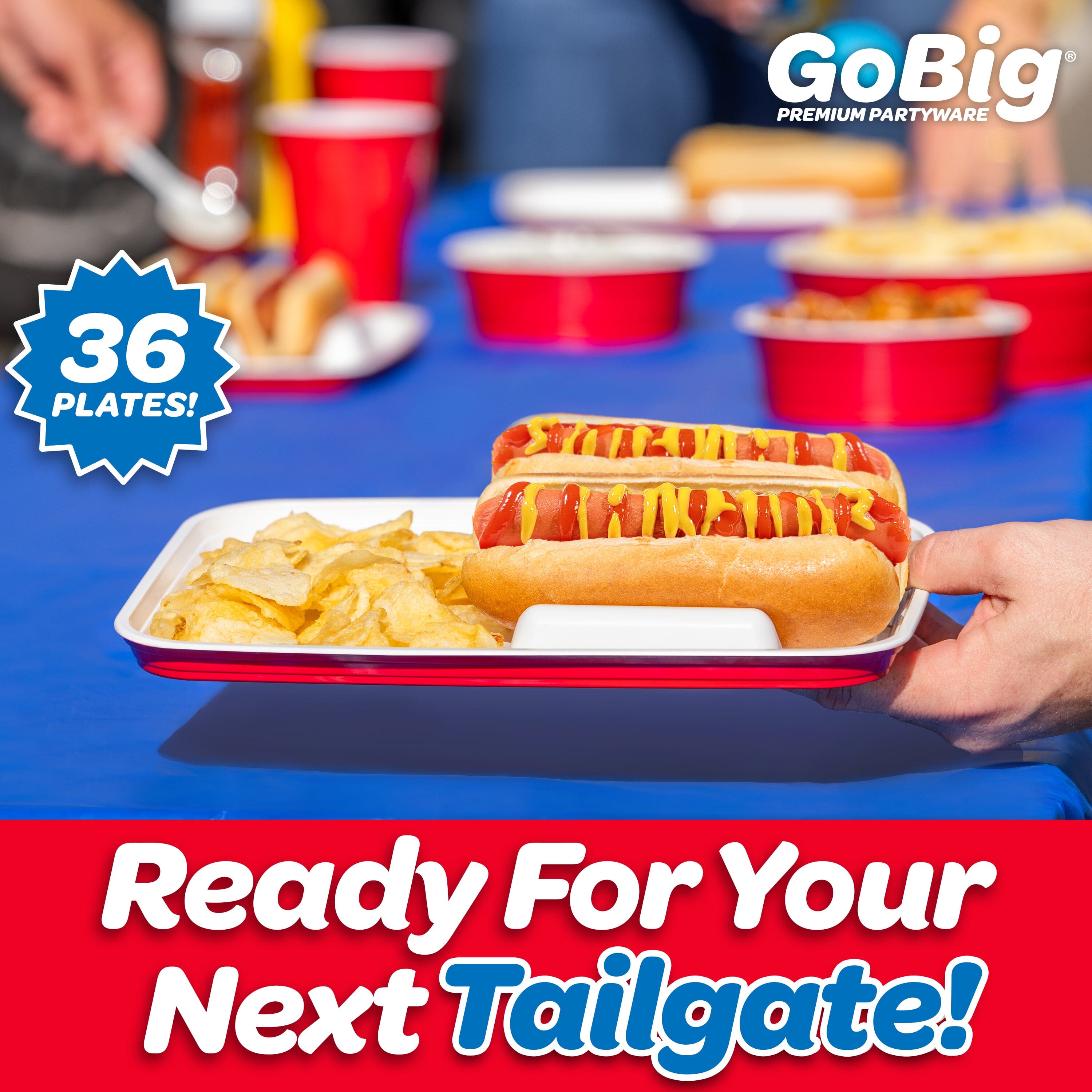 GoBig Hot Dog Food Trays with Dividers - 36 Pack Disposable Red Party Cup Hot Dog Plates for Parties, BBQs, & More Playgosports.com