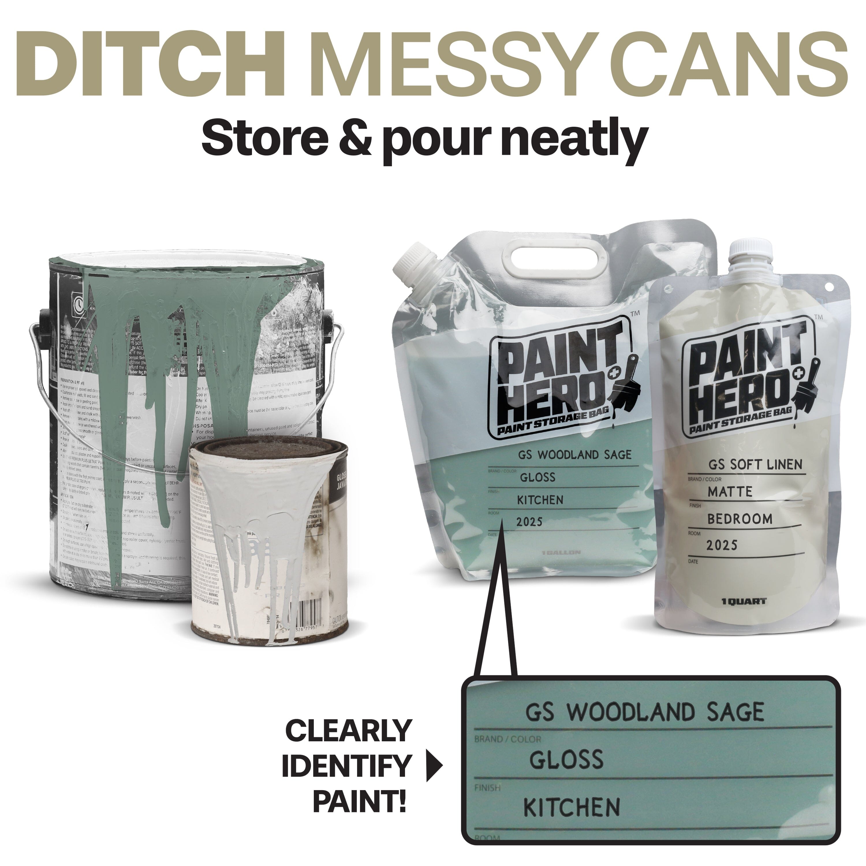 Paint Hero 8 Pack Paint Storage Bags - Airtight Refillable Quart and Gallon Pouches with Funnel Playgosports.com