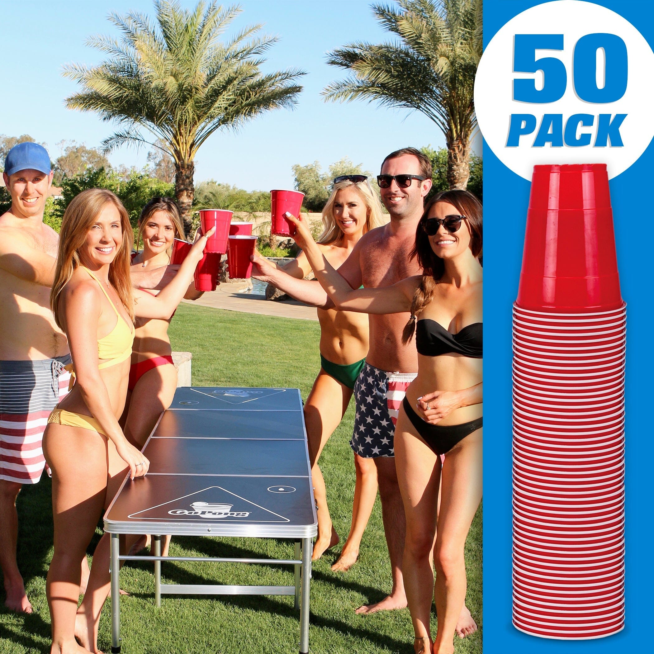 GoBig 36oz Giant Red Party Cups - 50-Pack Party Cups GoPong
