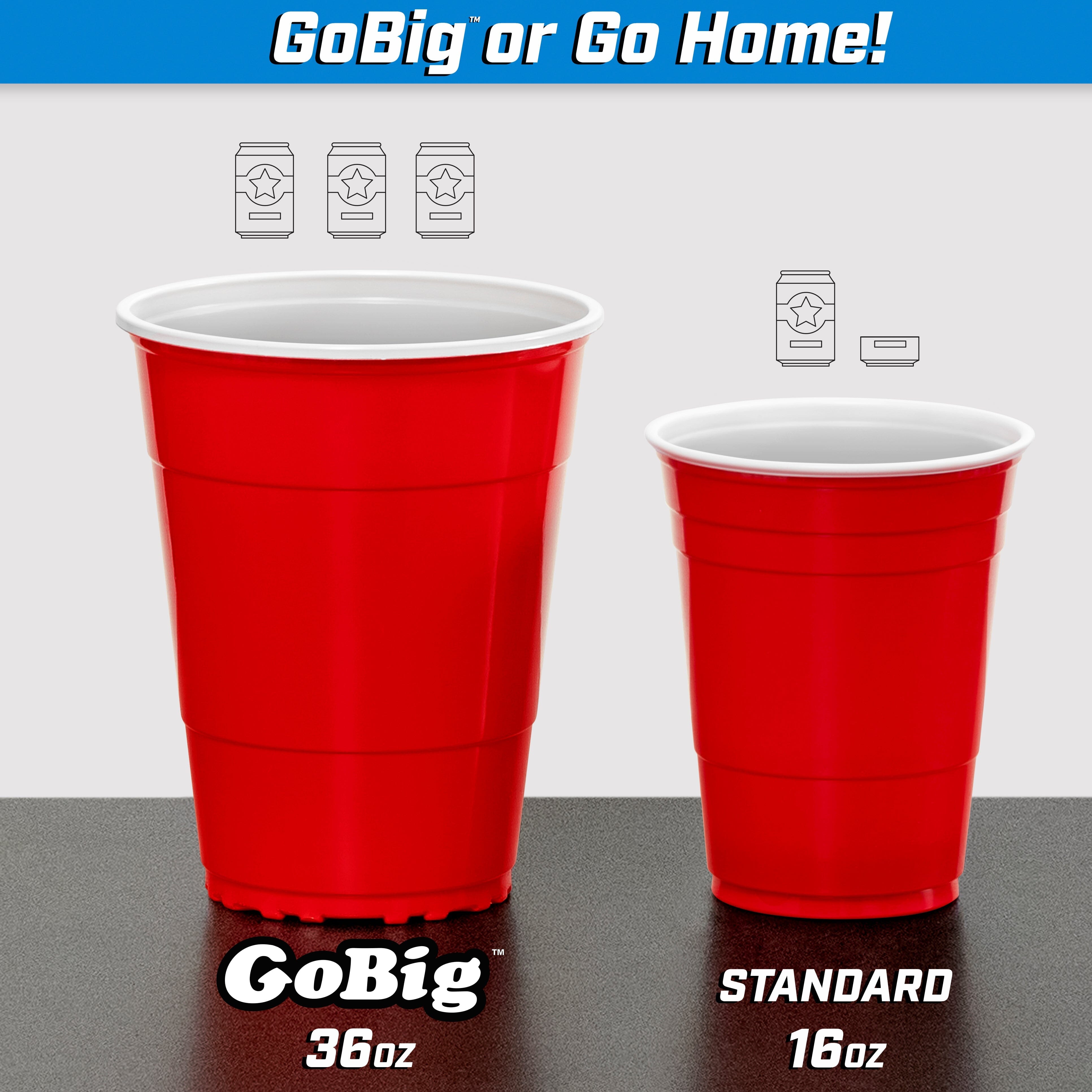 GoBig 36oz Giant Red Party Cups - 50-Pack Party Cups GoPong