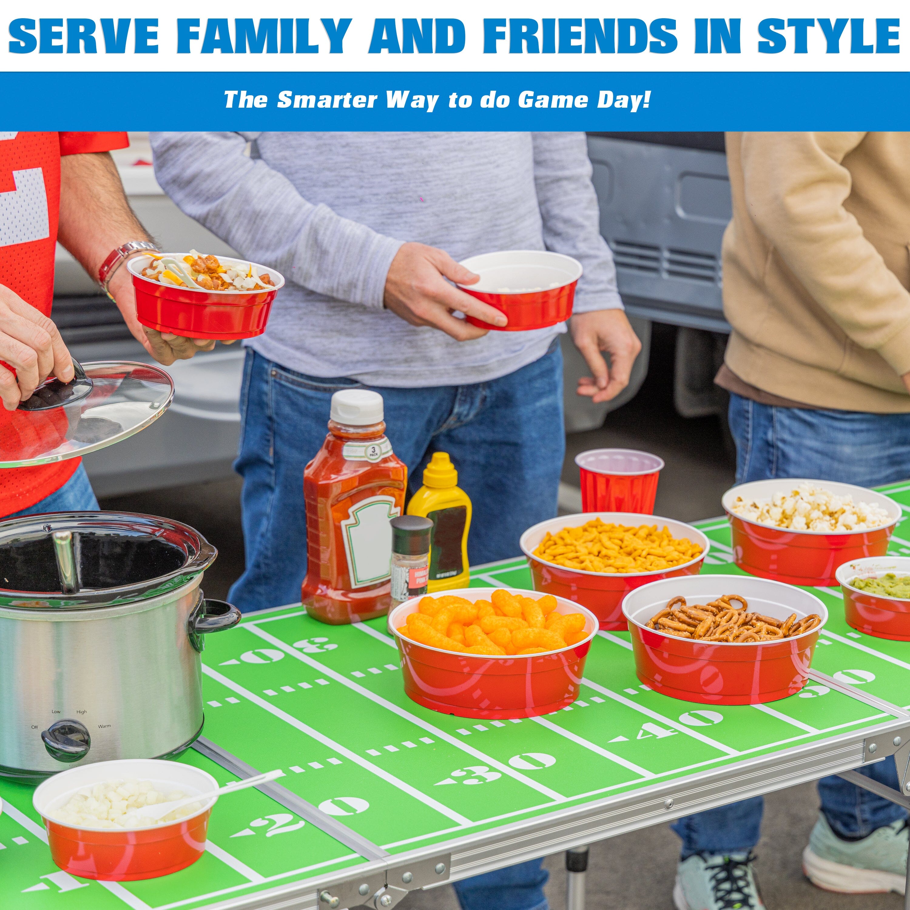 GoBig Red Party Cup Bowls - 50 Large Disposable Plastic Bowls GoSports