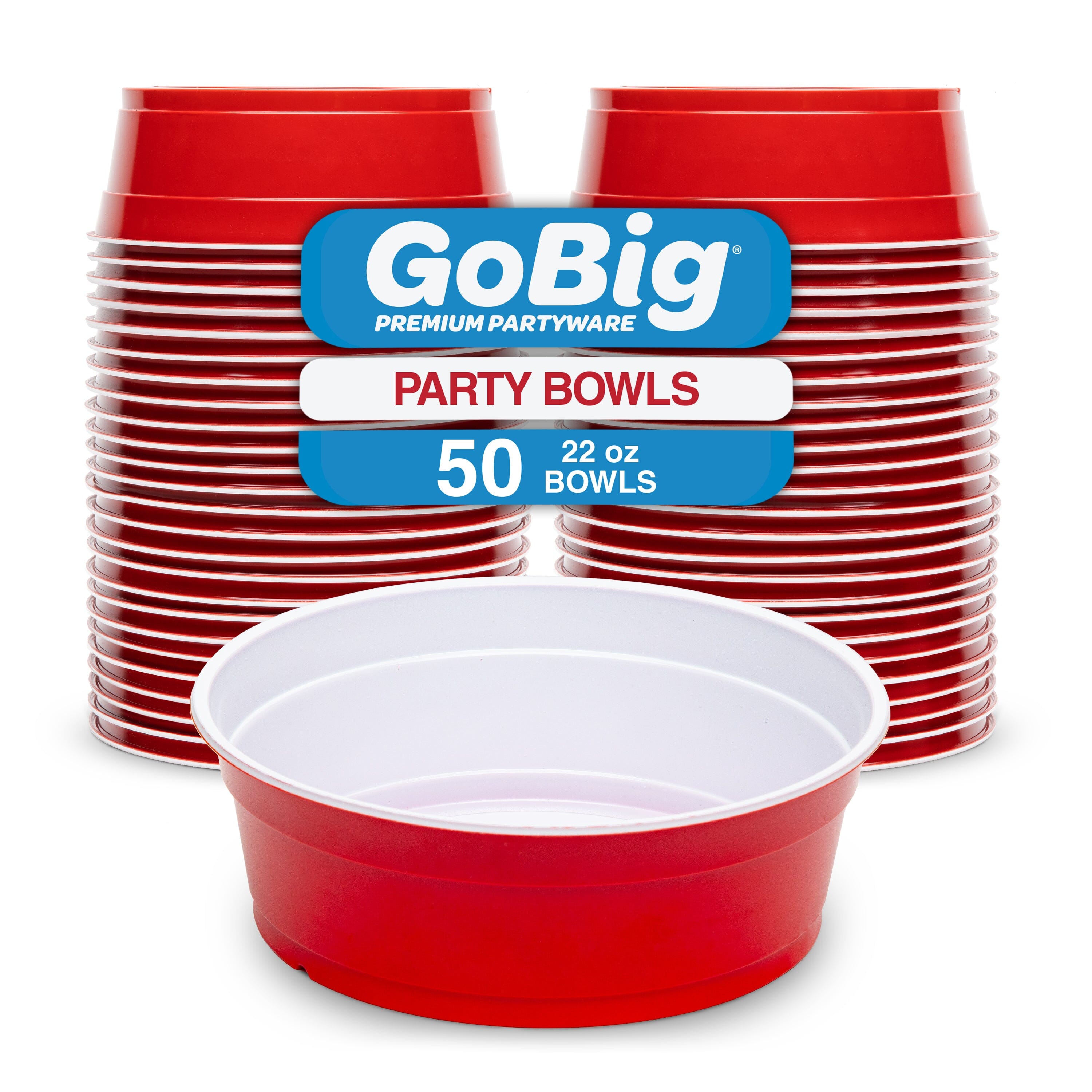 GoBig Red Party Cup 22oz Bowls - 50 Small Disposable Plastic Bowls GoSports