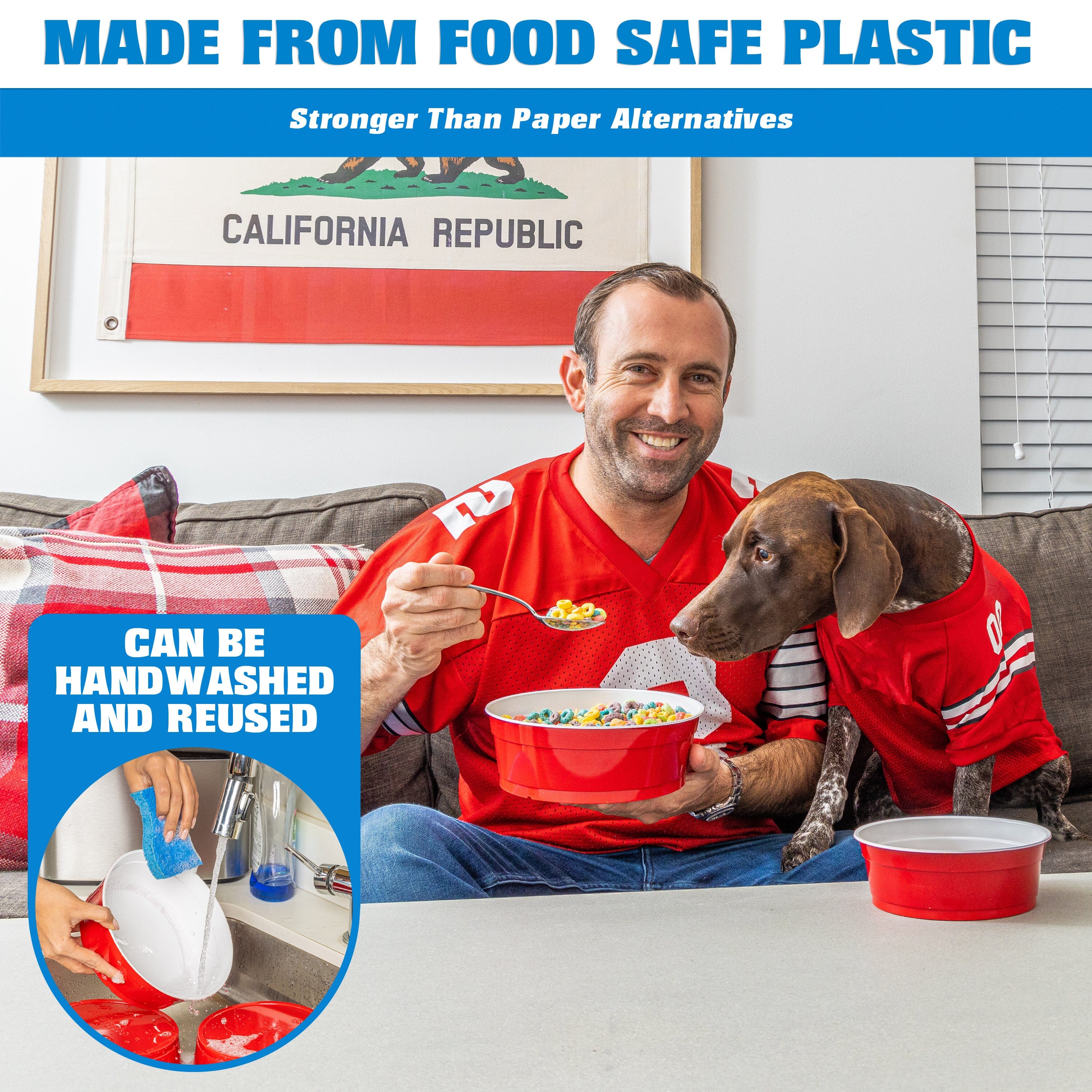 GoBig Red Party Cup Bowls - 30 Large Disposable Plastic Bowls GoSports