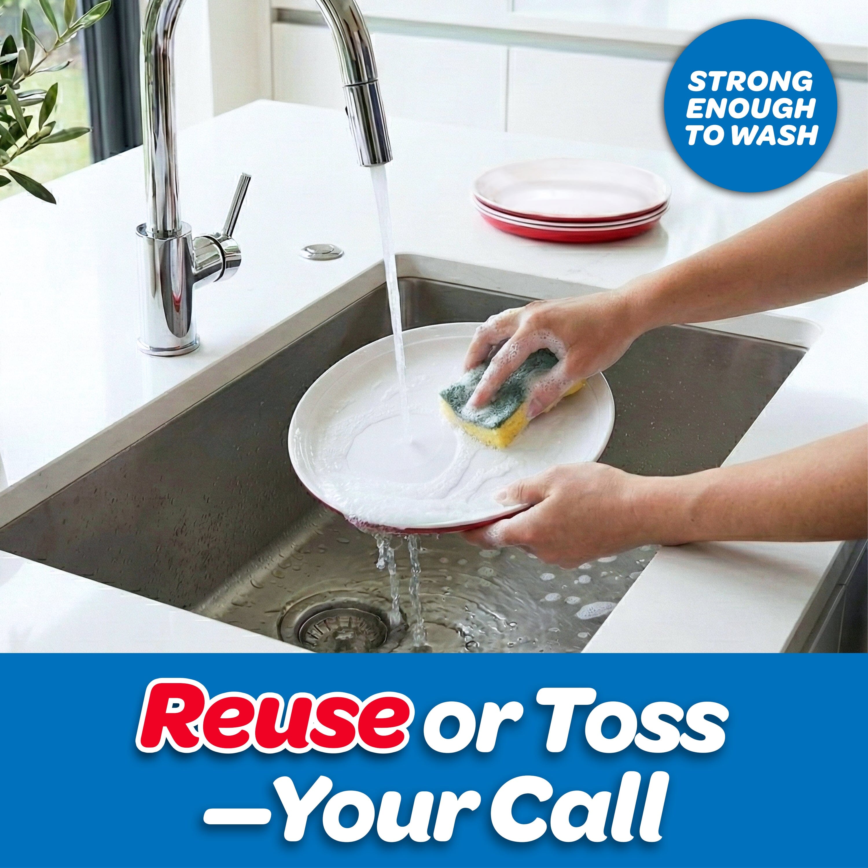 GoBig Red Plastic Disposable Plates - 50 Count 8 Inch - Round Heavy Duty Red Cup Party Plates GoBig