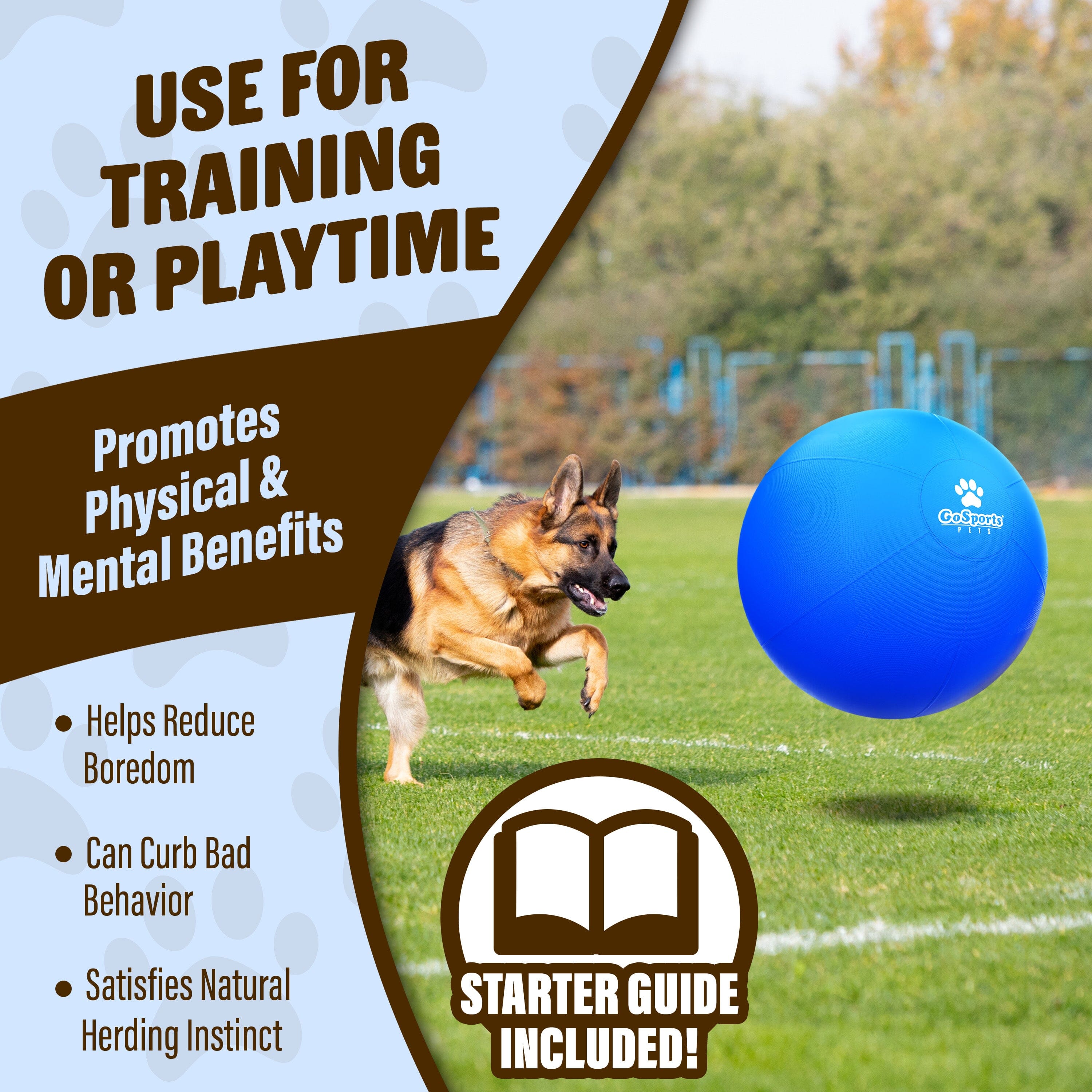 GoSports Pets Herding Ball for Dogs - 25 Inch Dog Toy Ball with Bite-Proof Cover for Medium to Large Dogs GoSports