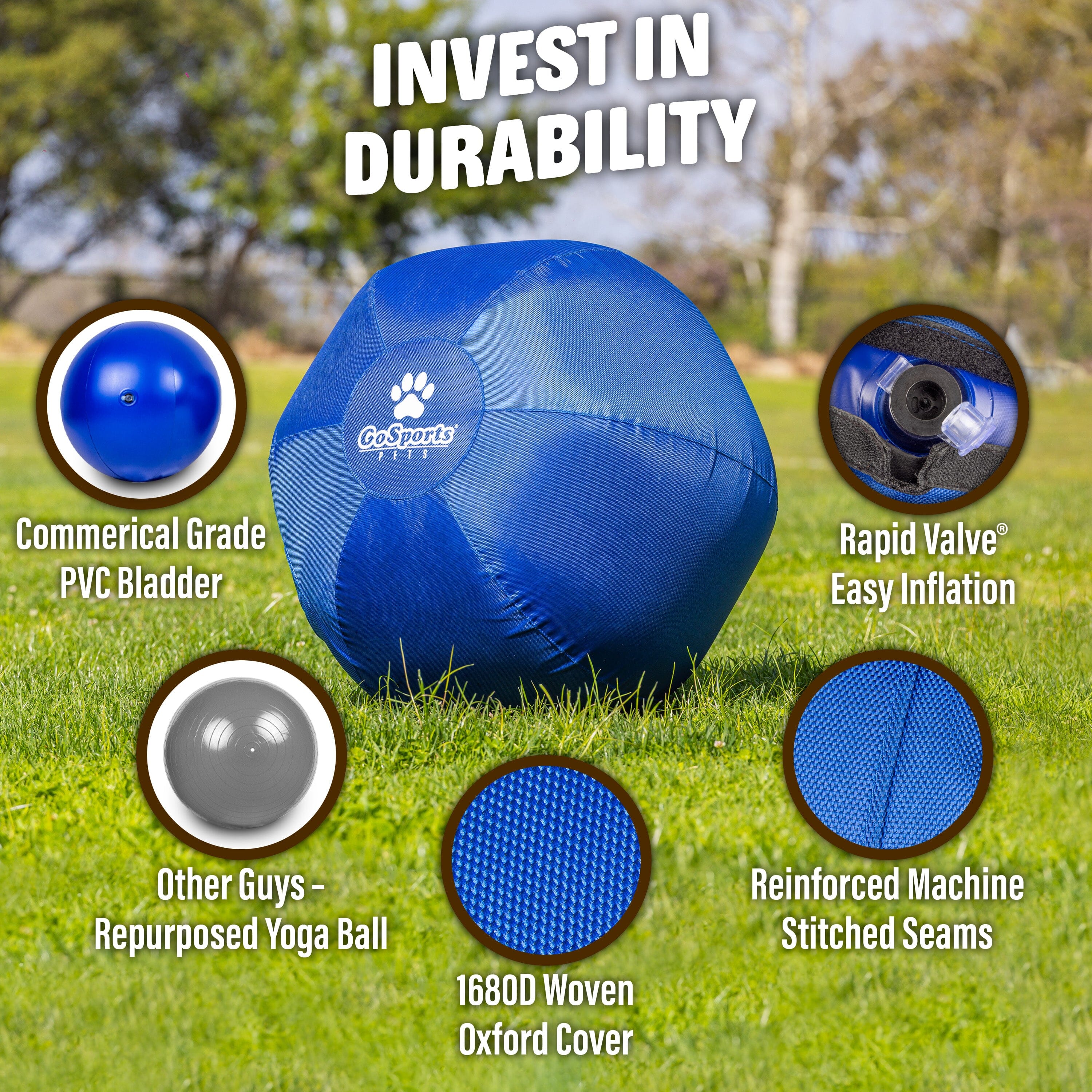 GoSports Pets Herding Ball for Dogs - 25 Inch Dog Toy Ball with Bite-Proof Cover for Medium to Large Dogs GoSports