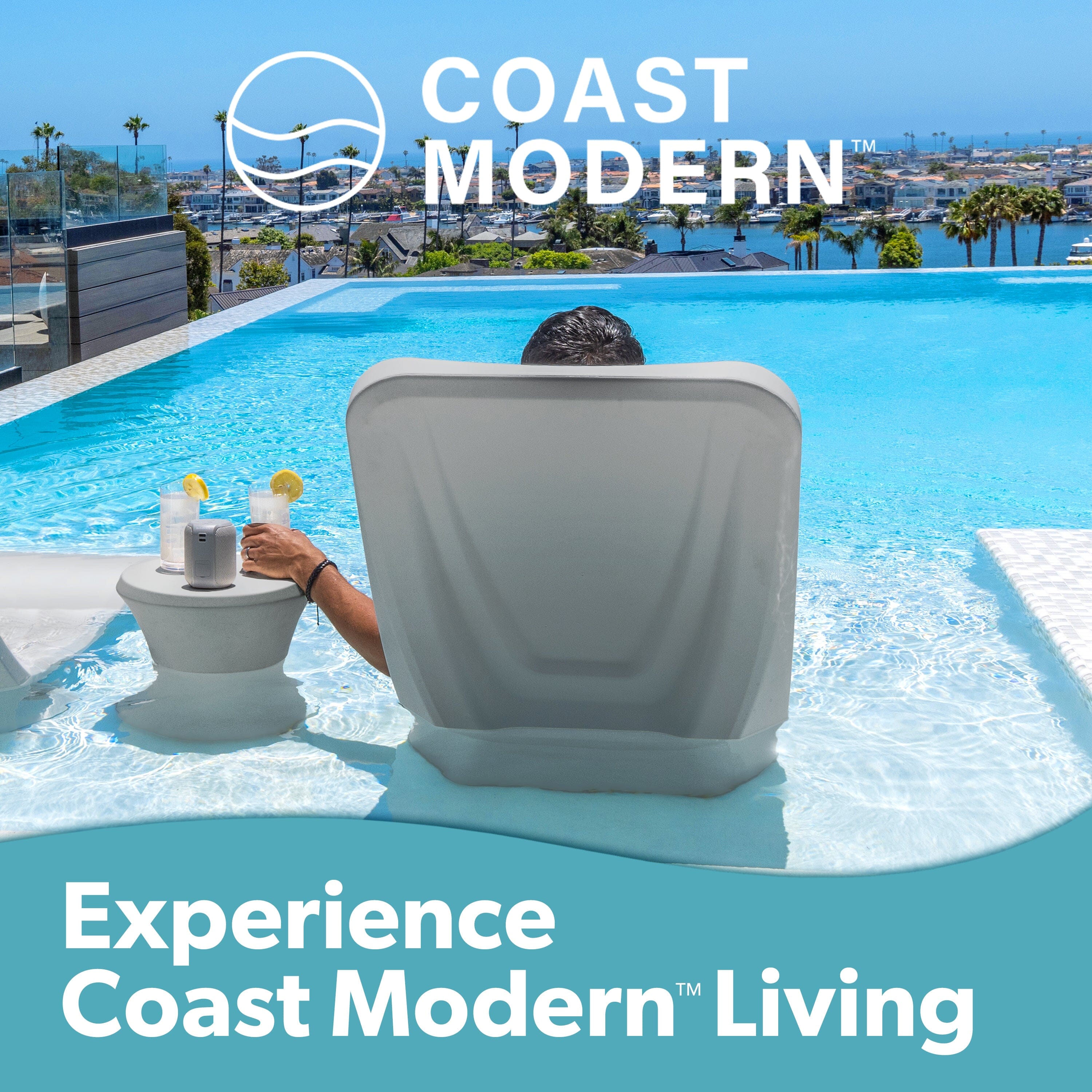Coast Modern In Pool Lounge Chair - Waterproof & Weighted Pool Chaise Lounger - Outdoor Pool Furniture for Patio or In Baja Shelf PlayGoSports.com