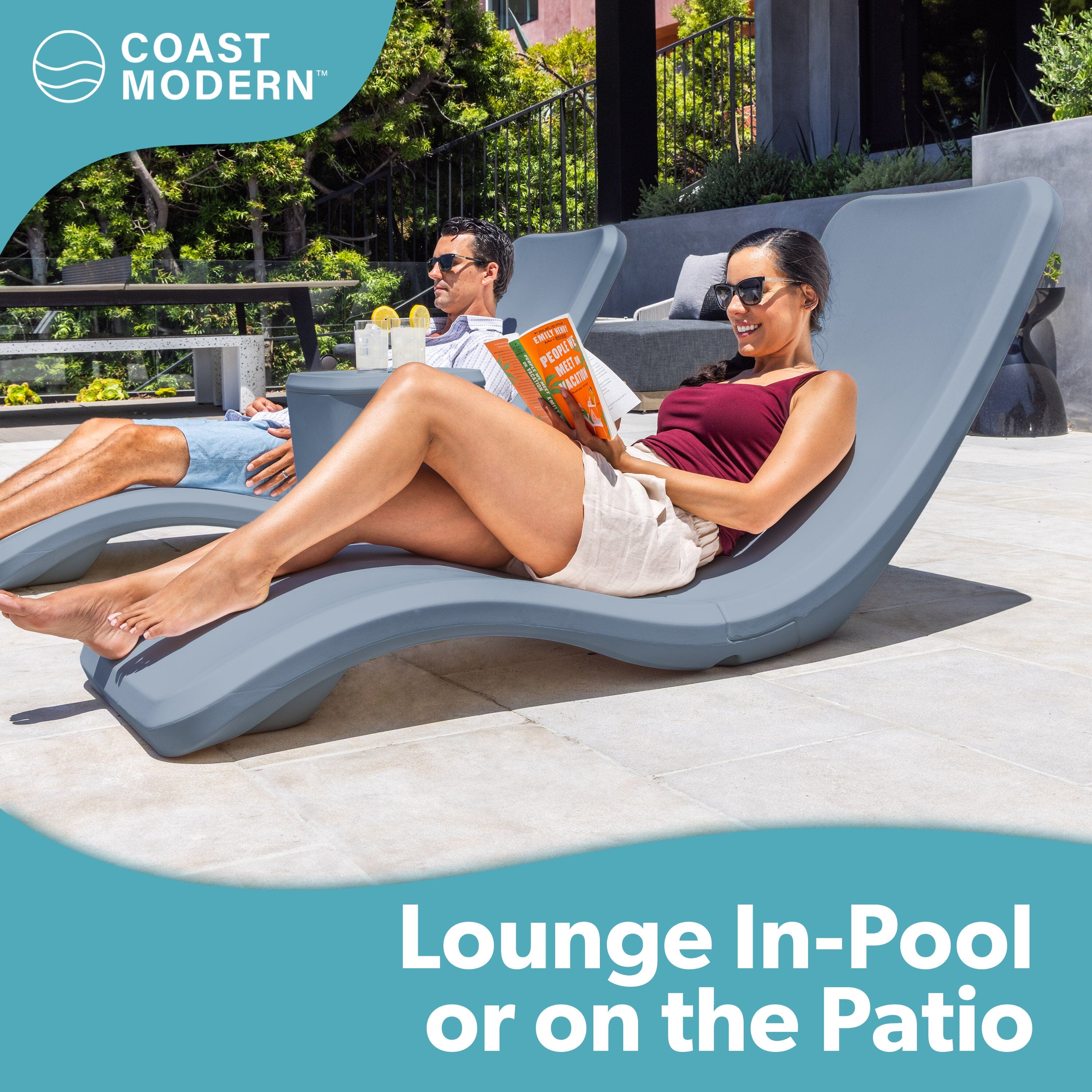 Coast Modern In Pool Lounge Chair - Waterproof & Weighted Pool Chaise Lounger - Outdoor Pool Furniture for Patio or In Baja Shelf PlayGoSports.com