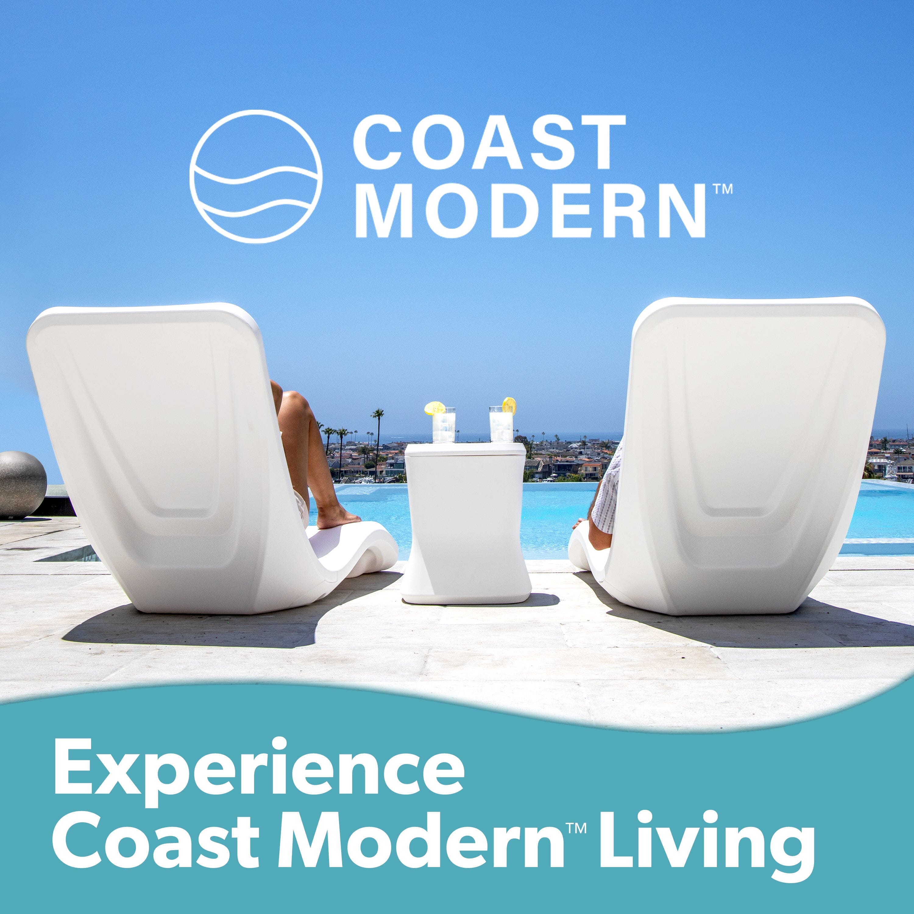 Coast Modern In Pool Lounge Chair - Waterproof & Weighted Pool Chaise Lounger - Outdoor Pool Furniture for Patio or In Baja Shelf PlayGoSports.com