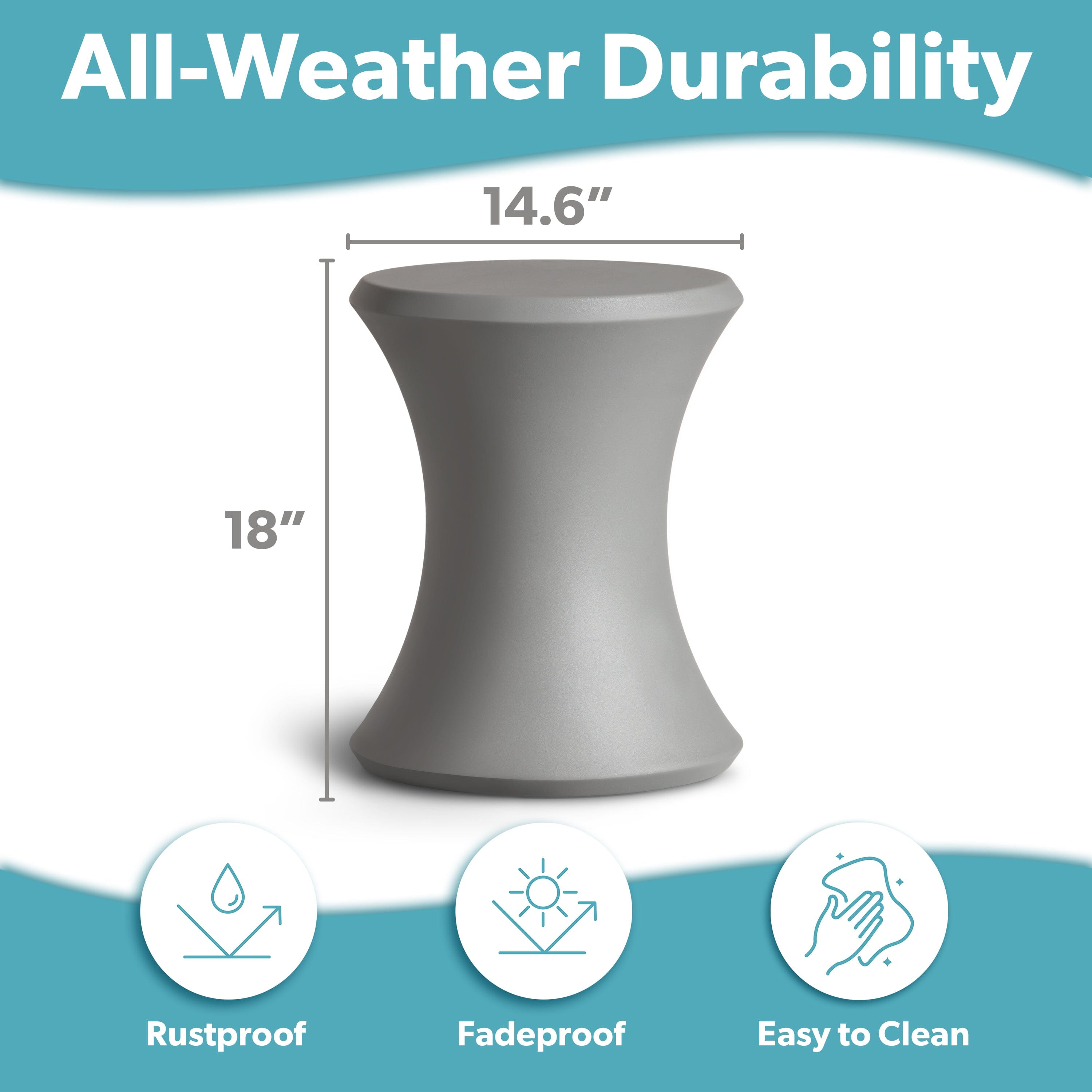 Coast Modern Outdoor Side Table - Lounger Table for Inside Pool or on Patio - All-Weather Furniture for Sun Shelf Up to 15" PlayGoSports.com