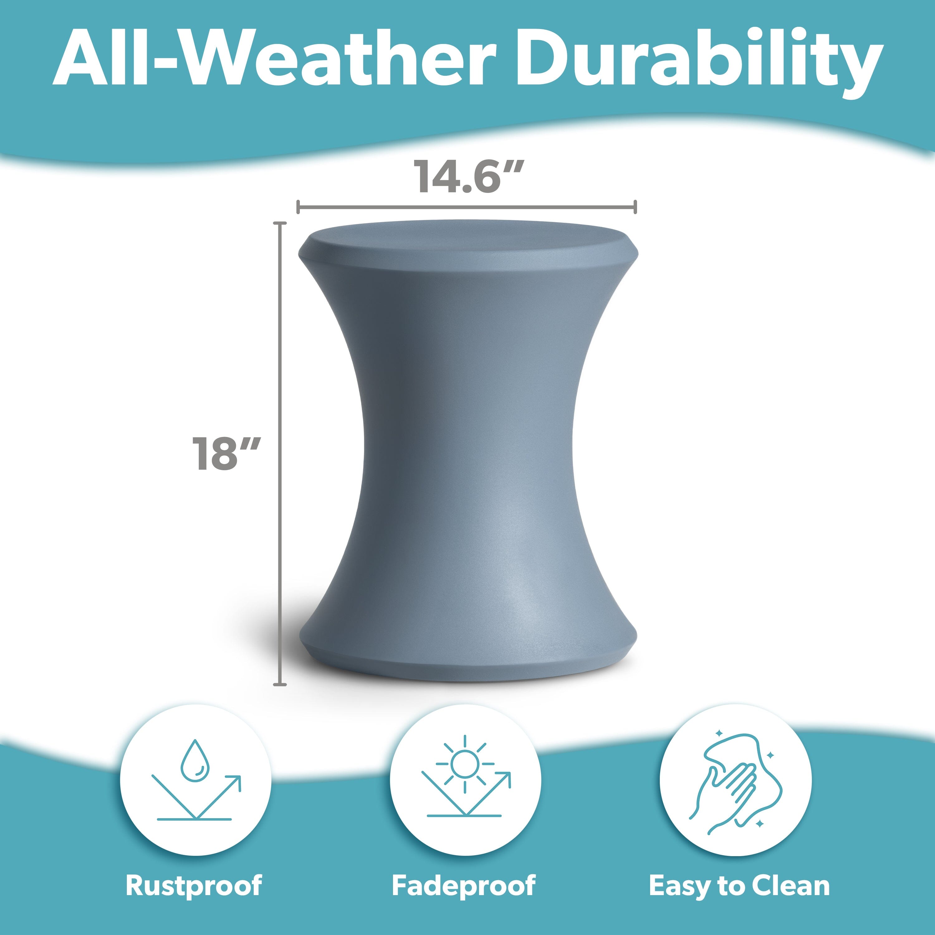 Coast Modern Outdoor Side Table - Lounger Table for Inside Pool or on Patio - All-Weather Furniture for Sun Shelf Up to 15" PlayGoSports.com