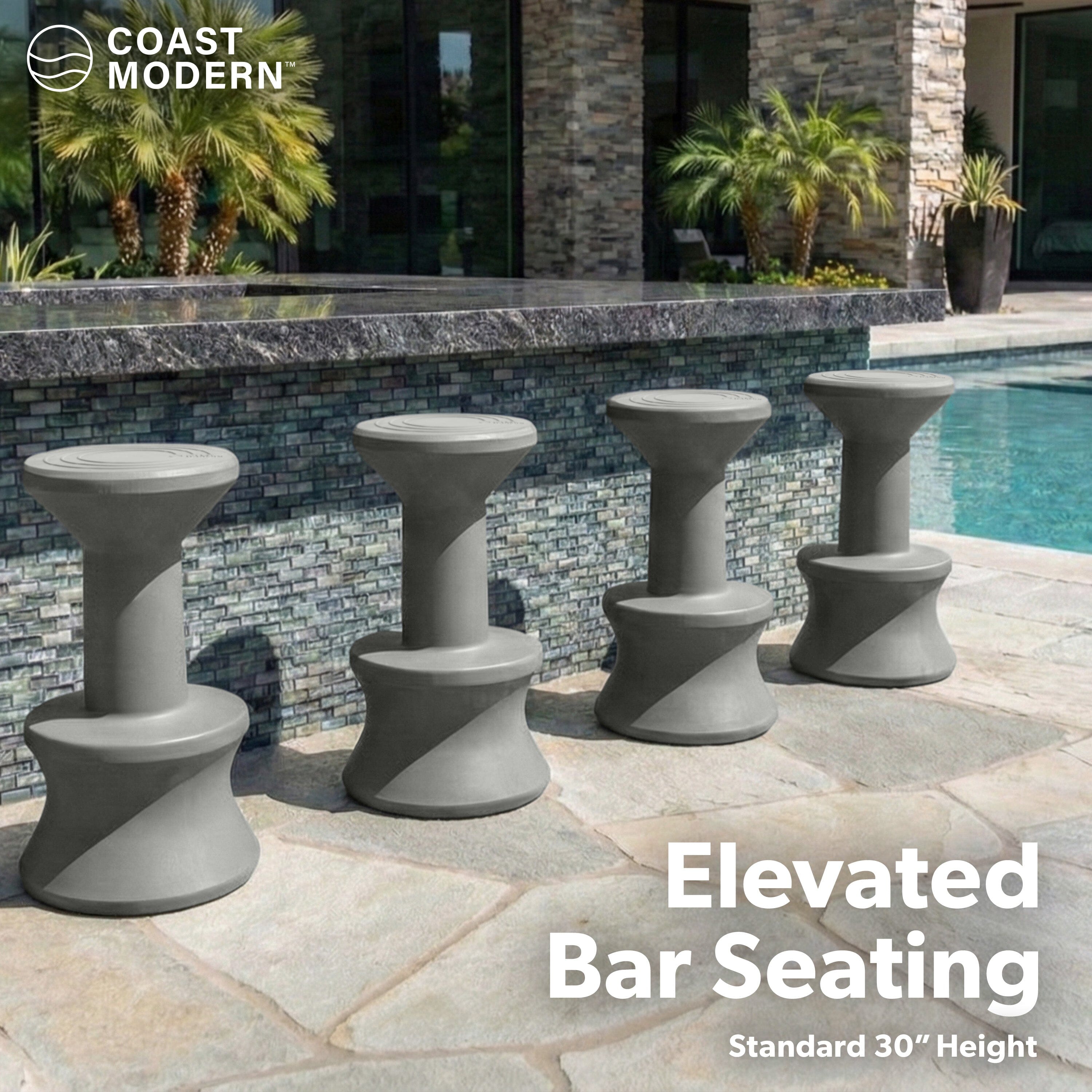 Coast Modern In Pool Bar Stool for Underwater Seating, At Home Swim Up Bars, and Patio Decks - 30" Weighted, Waterproof Outdoor Chair - Gray GoSports