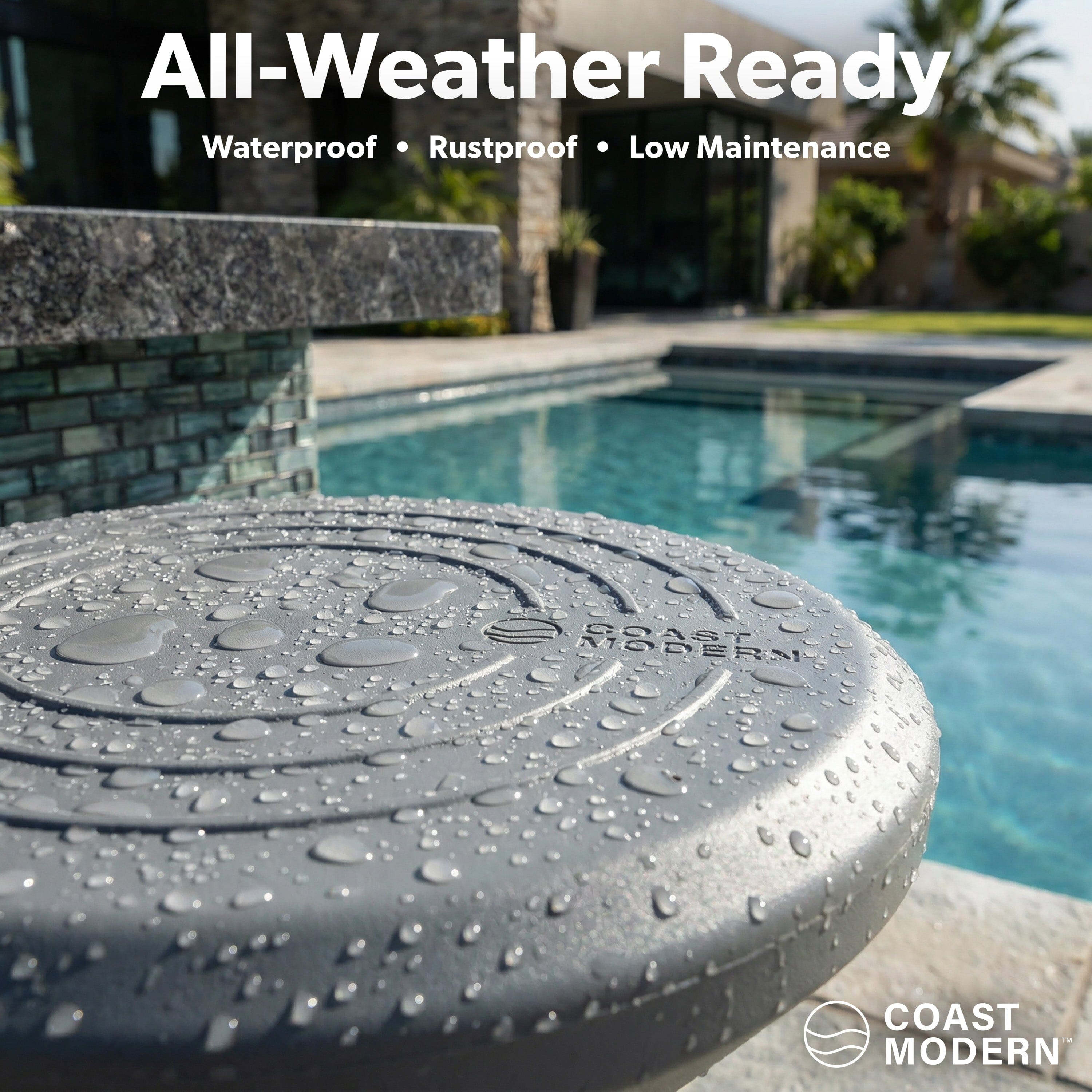Coast Modern In Pool Bar Stool for Underwater Seating, At Home Swim Up Bars, and Patio Decks - 30" Weighted, Waterproof Outdoor Chair - Gray GoSports