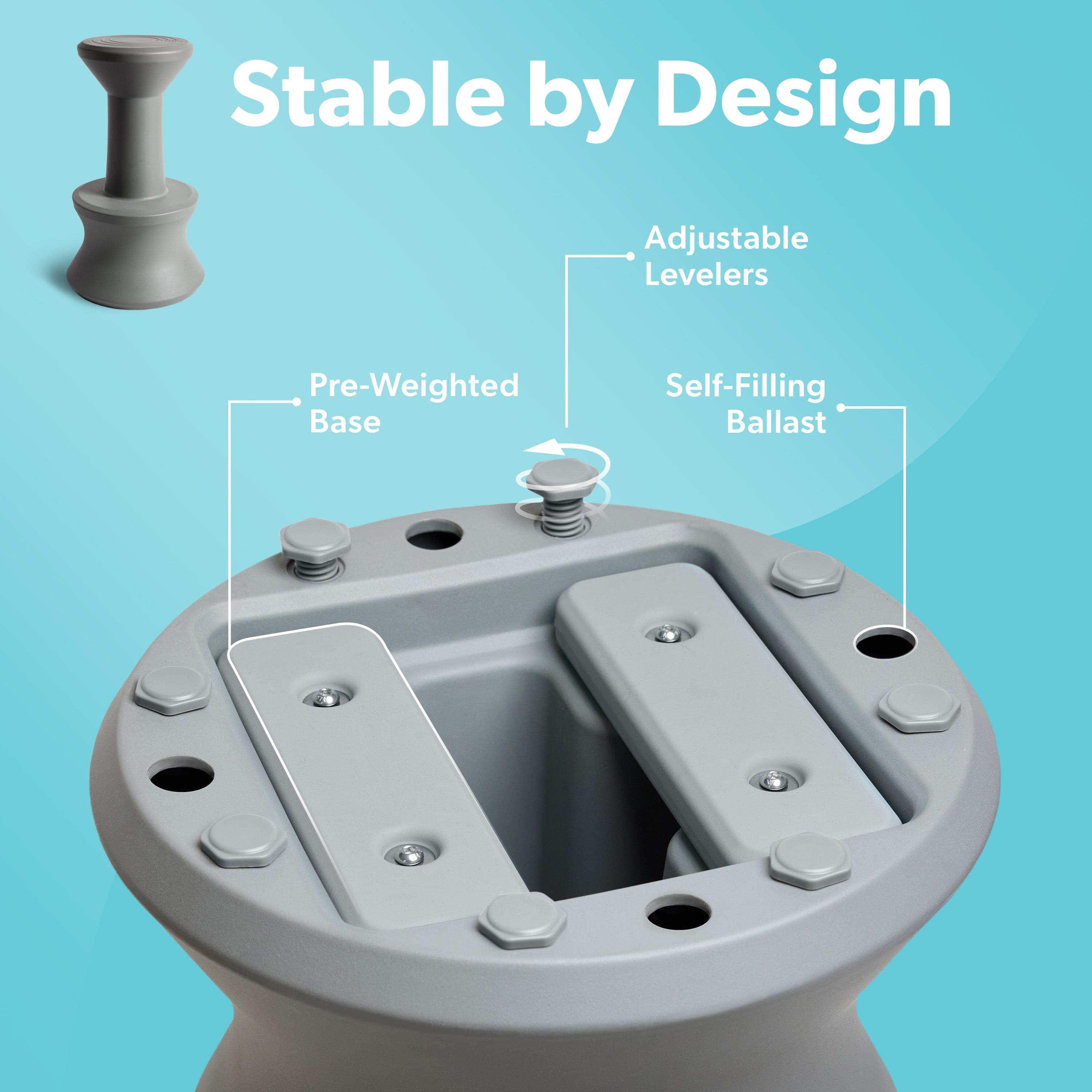Coast Modern In Pool Bar Stool for Underwater Seating, At Home Swim Up Bars, and Patio Decks - 30" Weighted, Waterproof Outdoor Chair - Gray GoSports